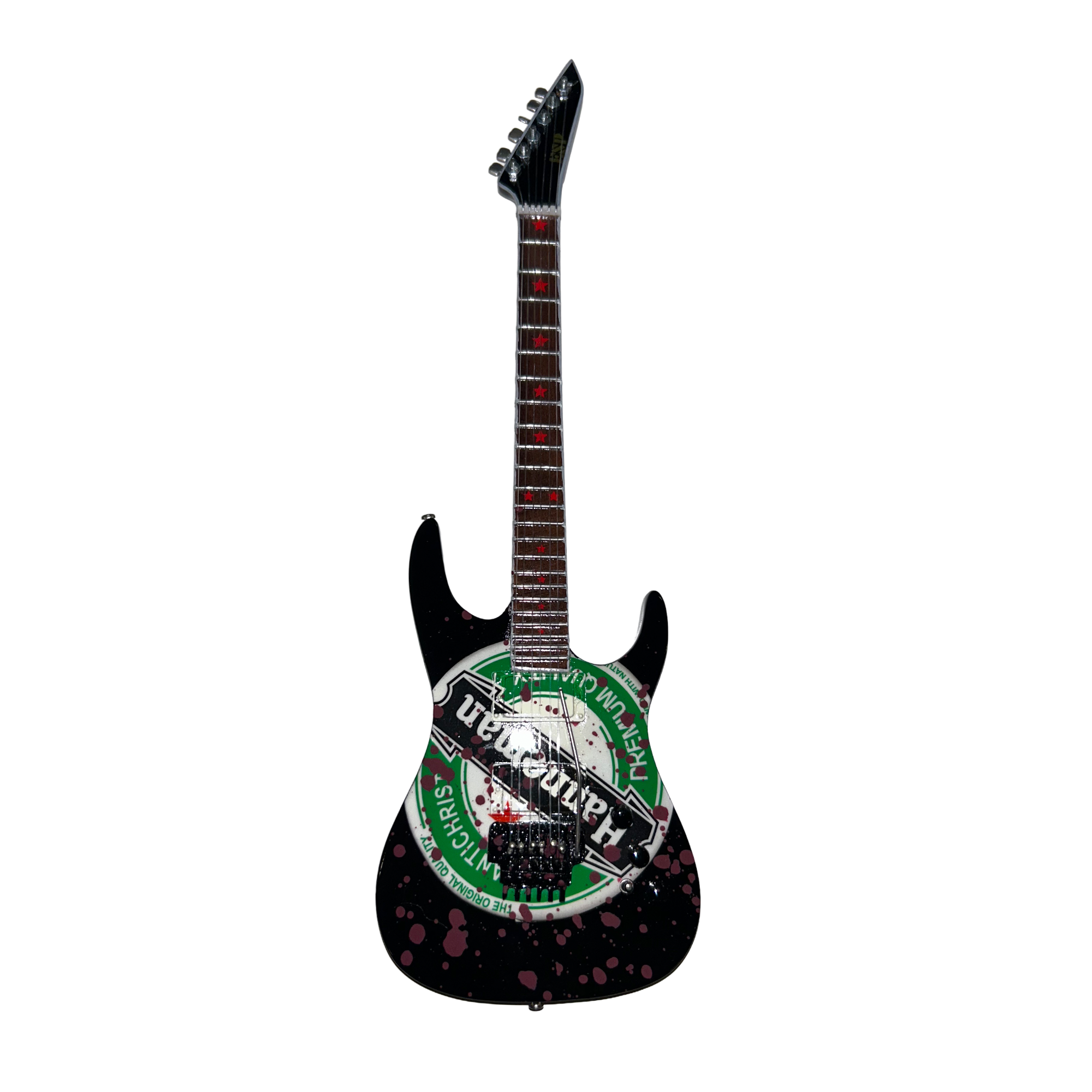 SLAYER - JEFF HANNEMAN - HEINEKEN LOGO MINI GUITAR (Limited Blood Splatter Edition)