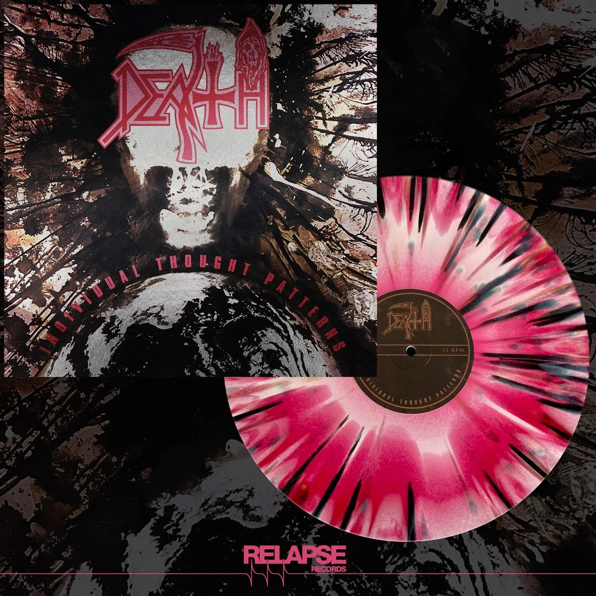 DEATH 'INDIVIDUAL THOUGHT PATTERNS' LP (Pink, White, Red Splatter Vinyl)
