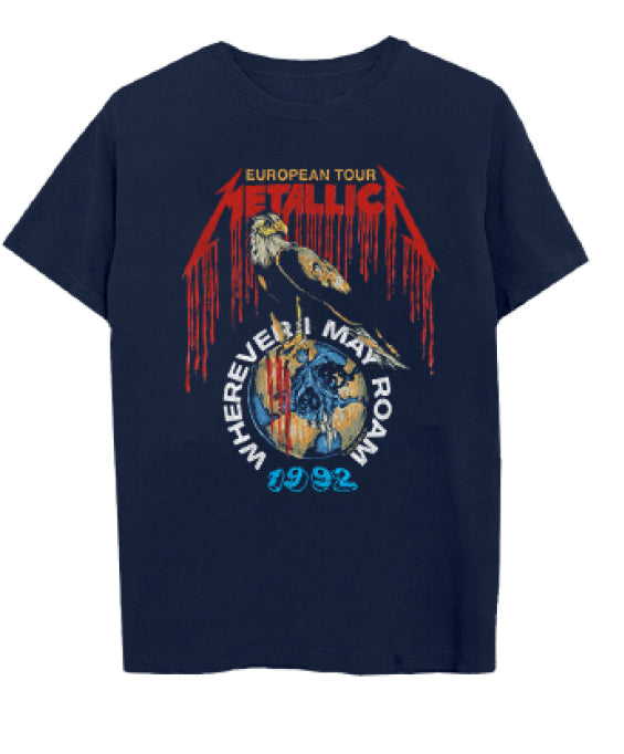Metallica Wherever I May Roam 92 Tour Red Logo T Shirt
