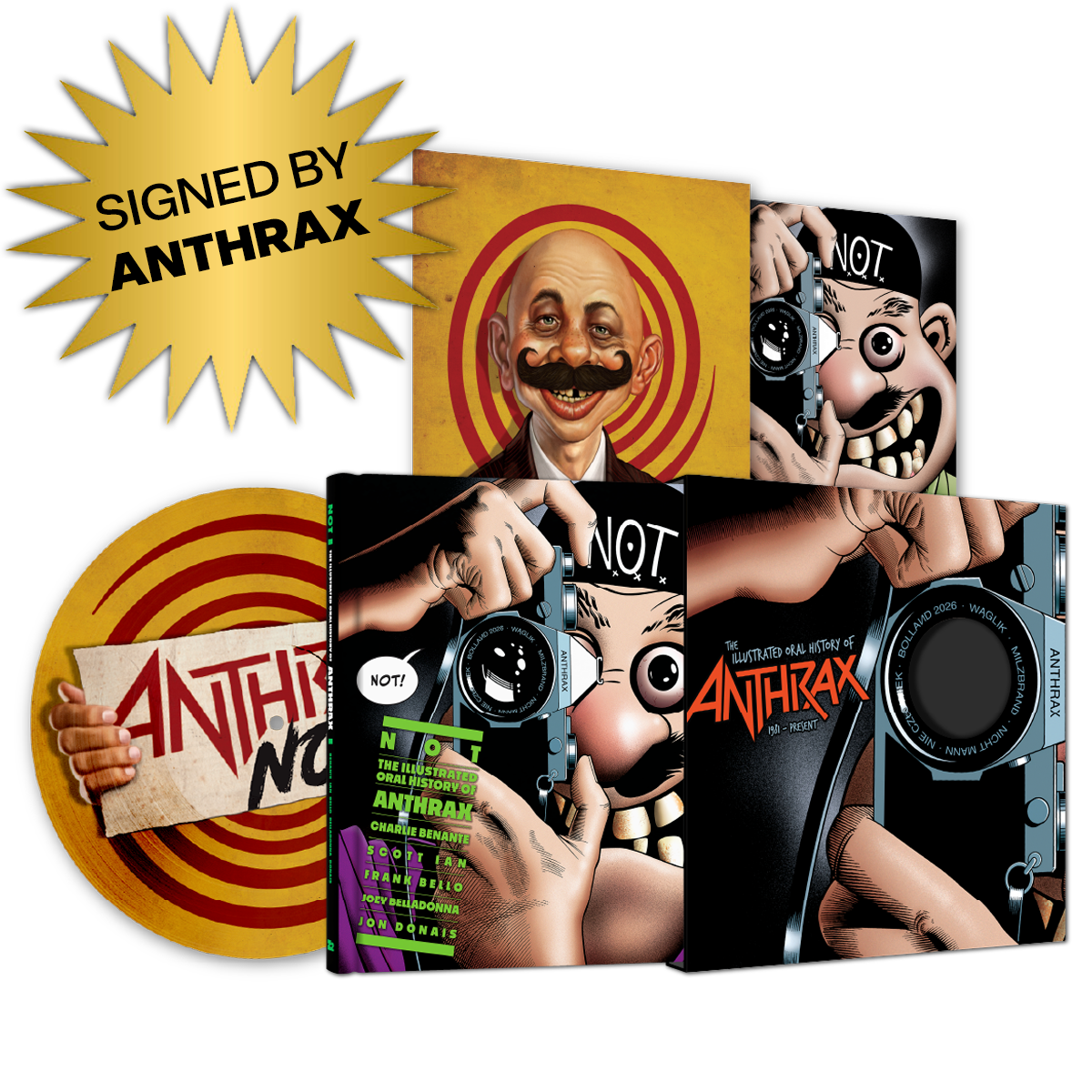 NOT: THE ILLUSTRATED ORAL HISTORY OF ANTHRAX + PICTURE DISC VINYL LP (SIGNED BY ANTHRAX)