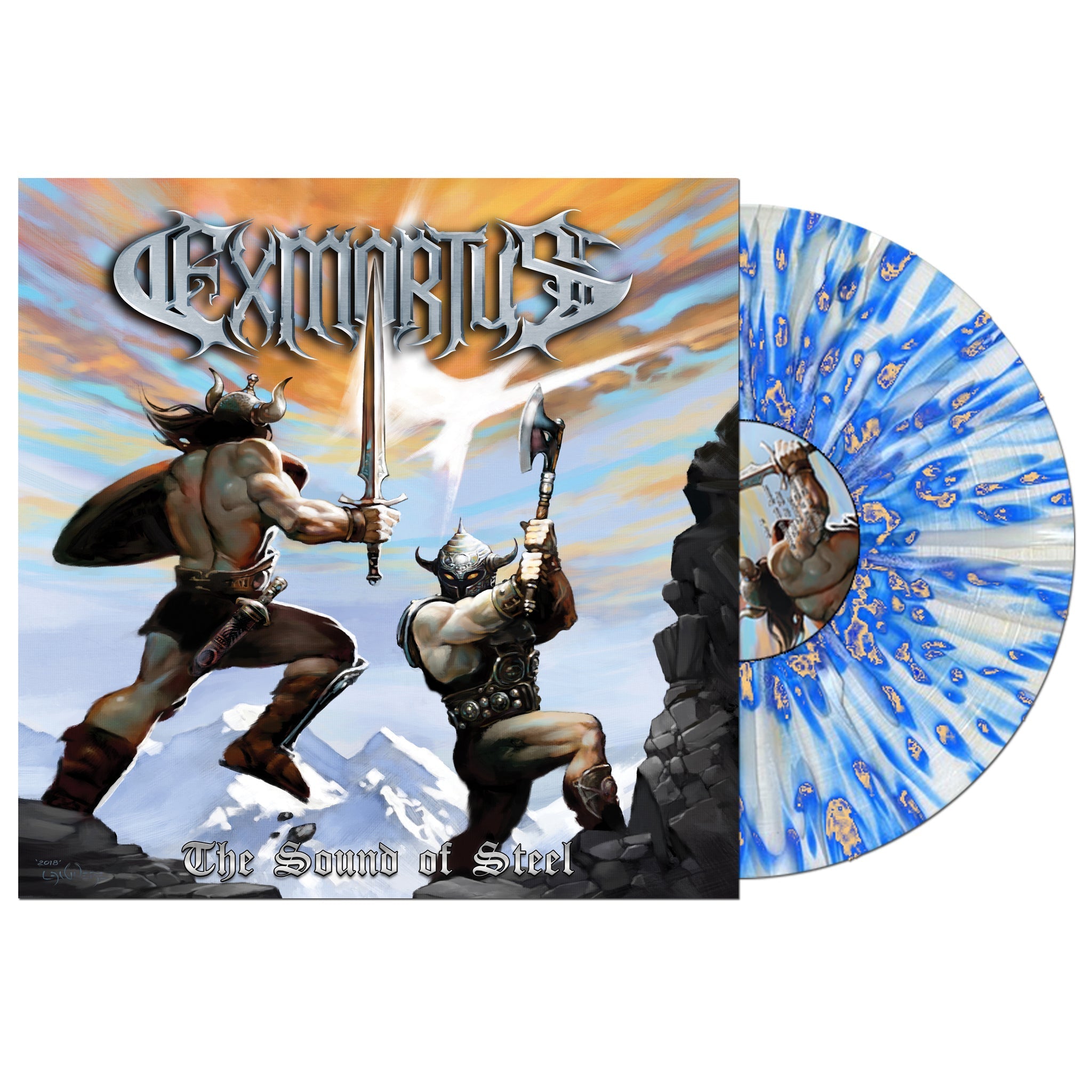 EXMORTUS 'THE SOUND OF STEEL' LP (Clear w/Blue & Orange Splatter Vinyl)