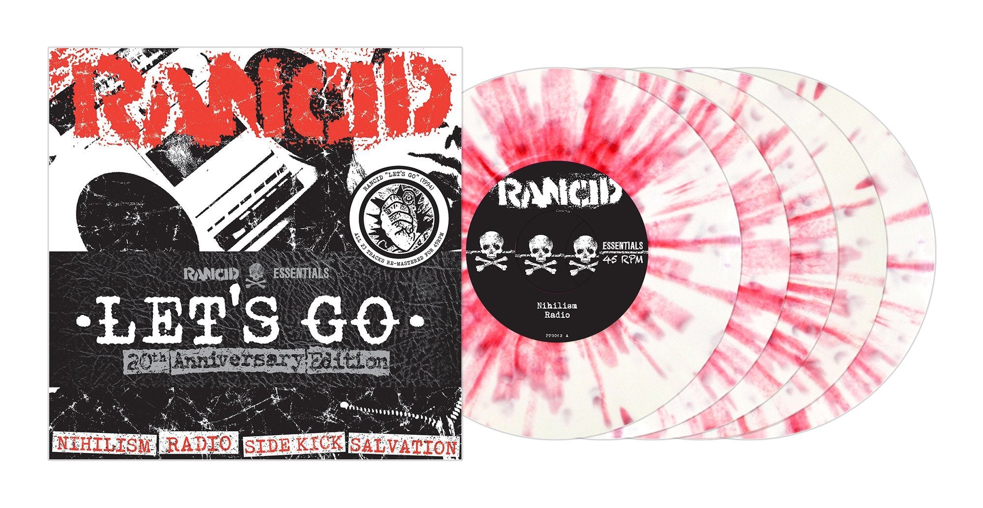 RANCID 'LET'S GO' 5x7" WHITE W/RED SPLATTER BOX