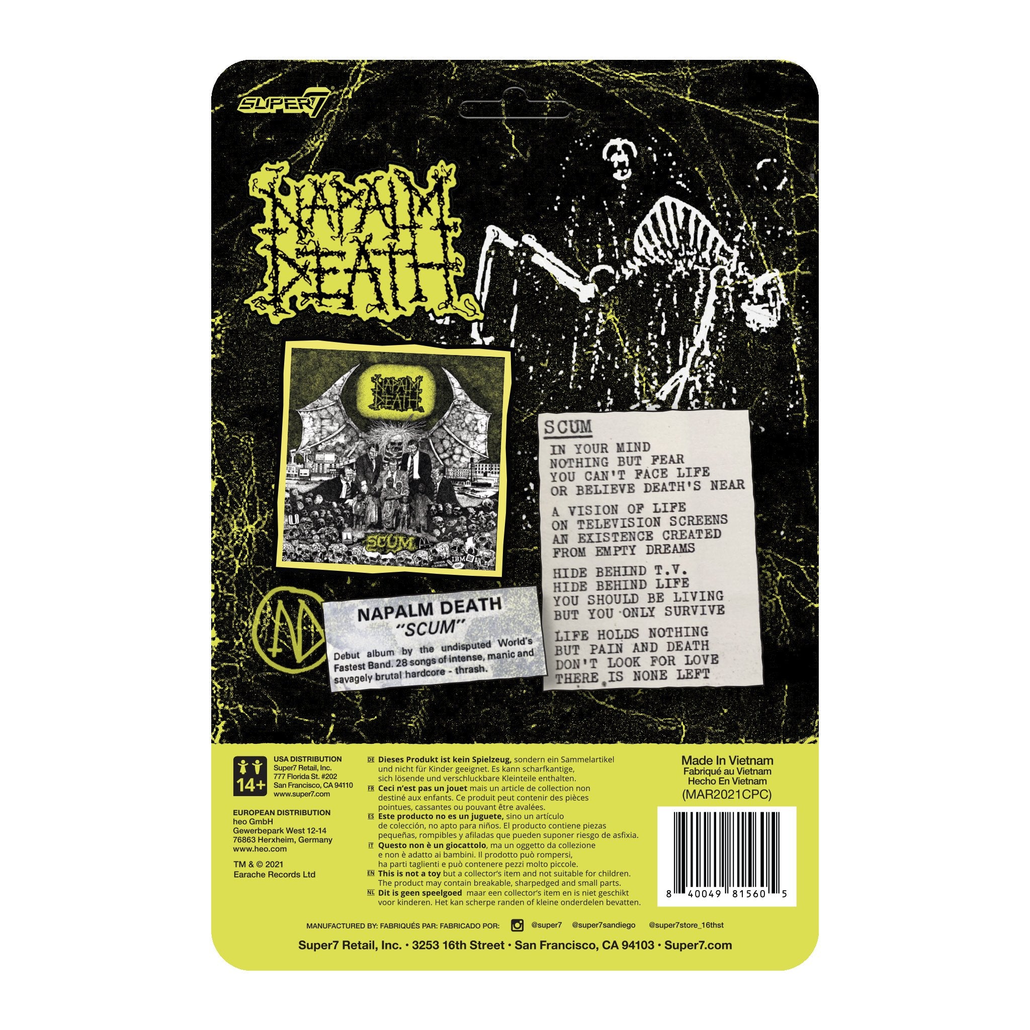 NAPALM DEATH REACTION FIGURE - SCUM DEMON (LIME GREEN)