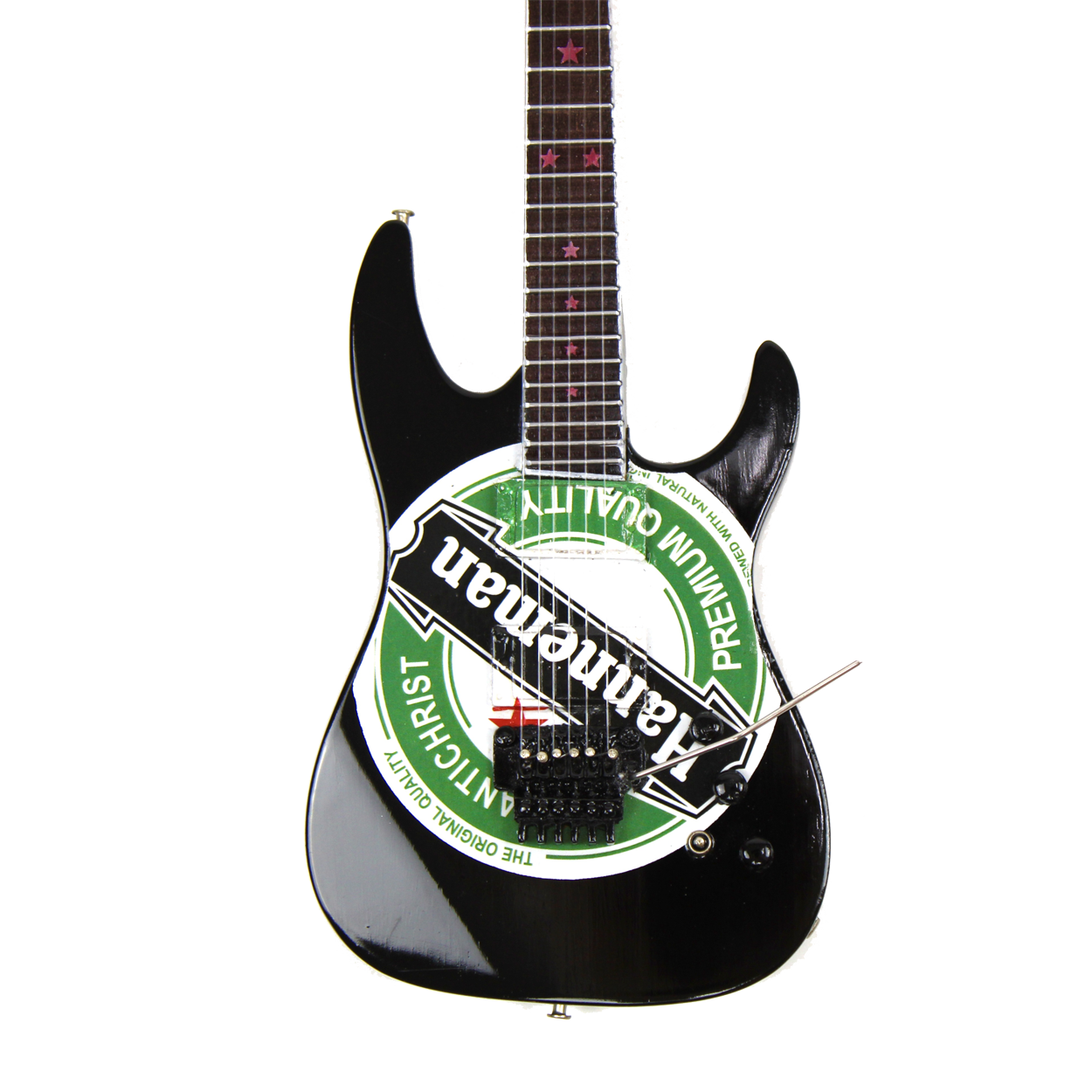 SLAYER - JEFF HANNEMAN - GREEN HEINEKEN LOGO MINI GUITAR