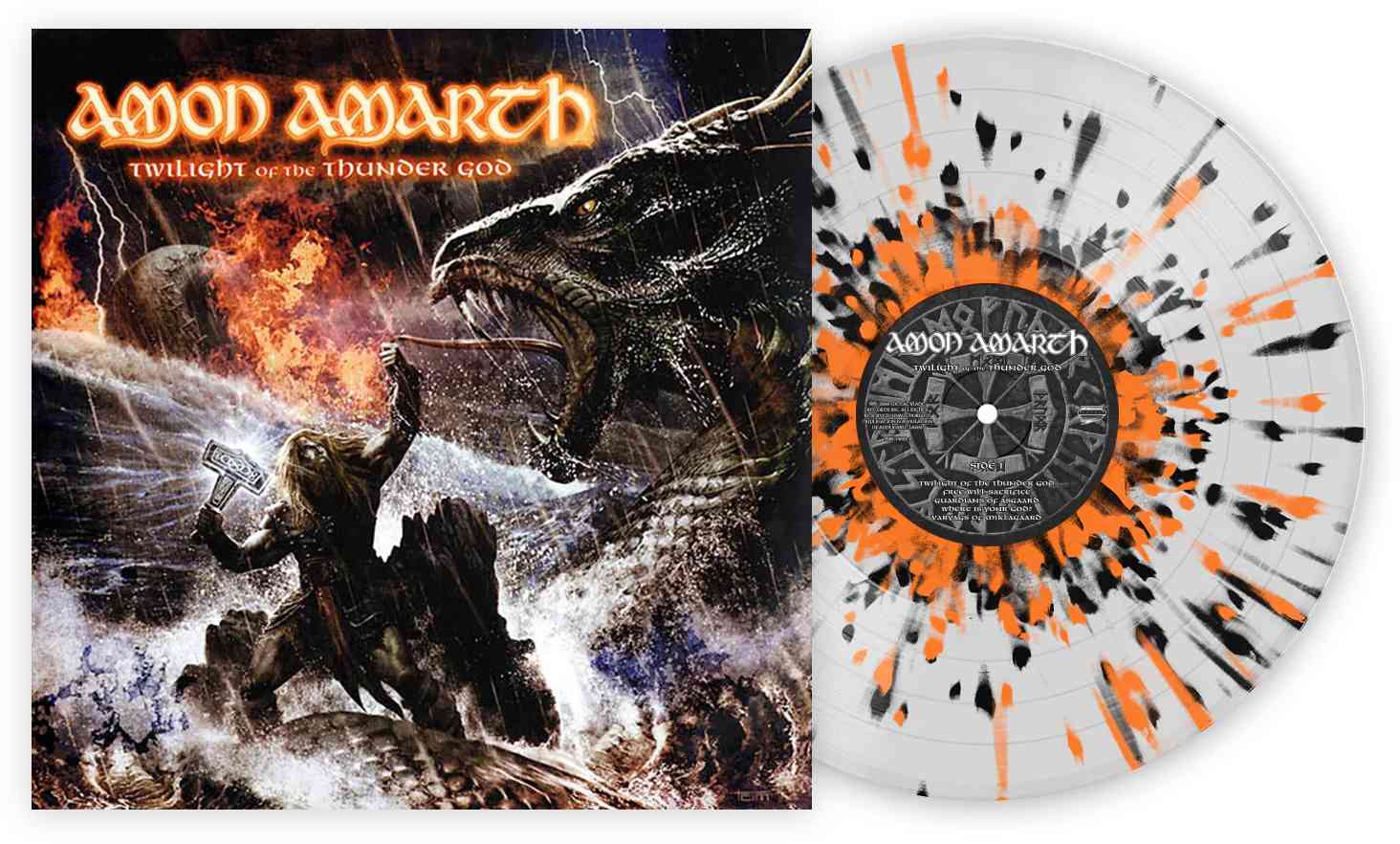 AMON AMARTH 'TWILIGHT OF THE THUNDER GOD' LP (Clear w/ Orange and Black Splatter Vinyl)