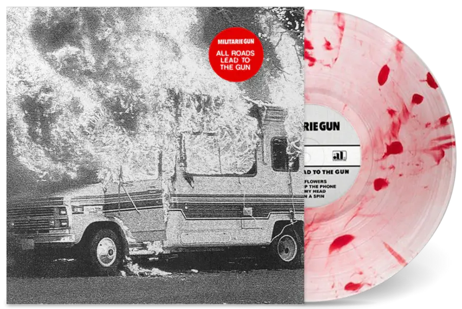 MILITARIE GUN ‘ALL ROADS LEAD TO THE GUN I’ LP (Limited Edition – Only 200 made, Clear w/ White & Red Swirl Vinyl)