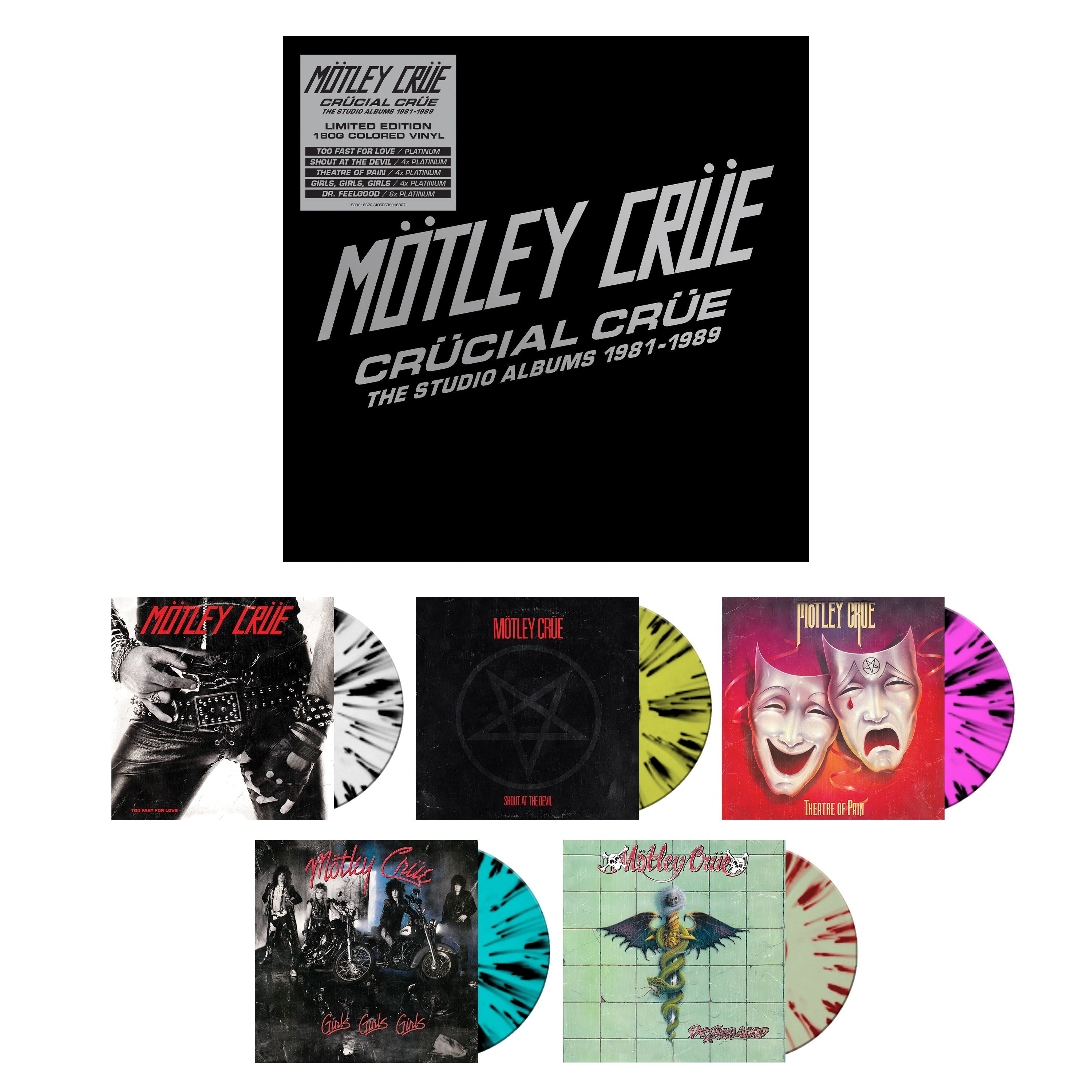 MOTLEY CRUE 'CRUCIAL CRUE - THE STUDIO ALBUMS 1981-1989' 5LP BOX SET (