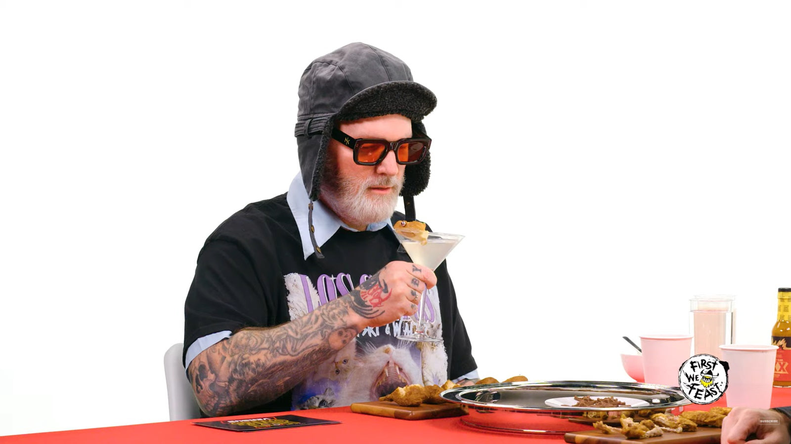 See FRED DURST try hot wings and hot dog flavored water for ‘Hot Ones’