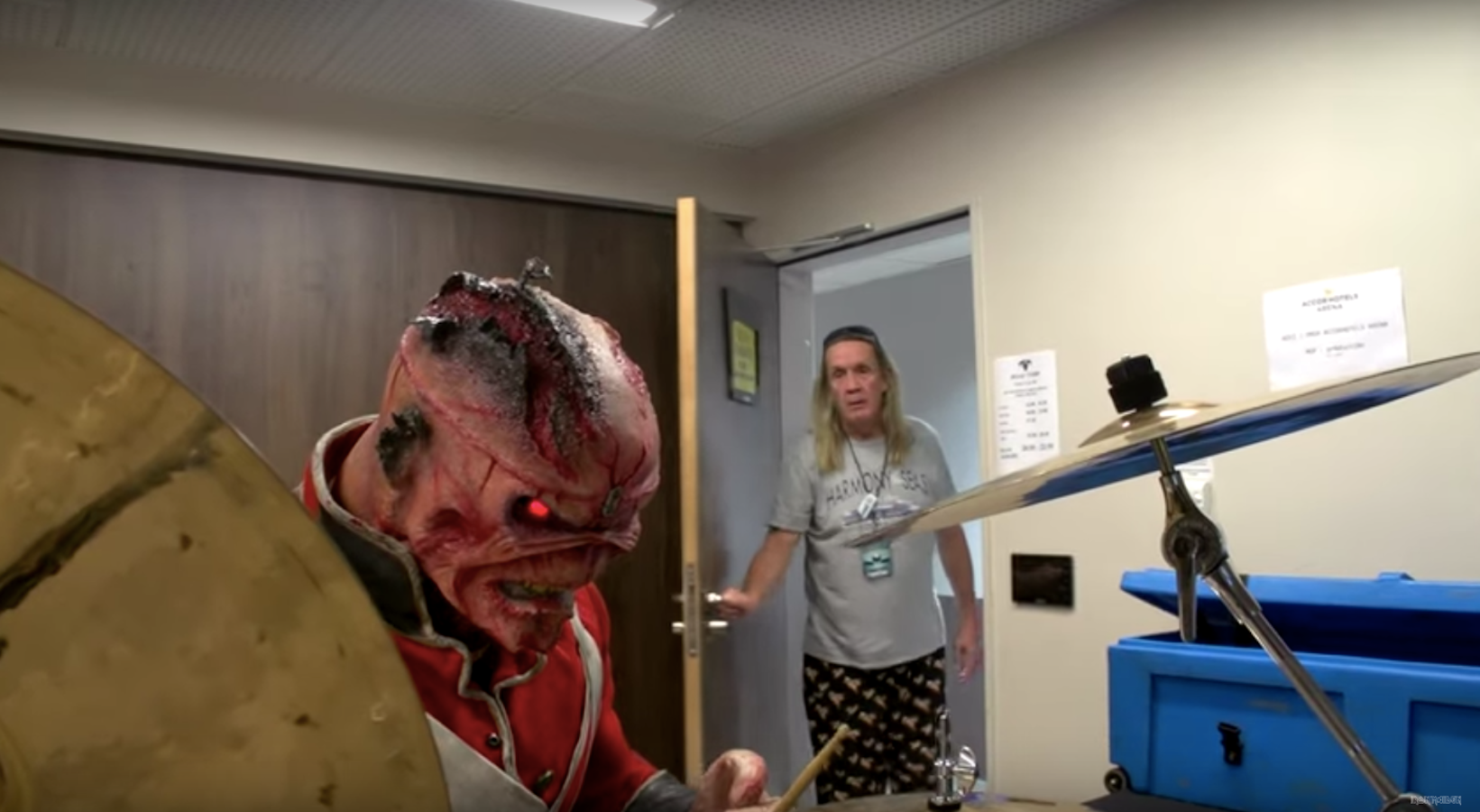 See Iron Maiden Mascot Eddie Take Over Nicko McBrain’s Drum Kit