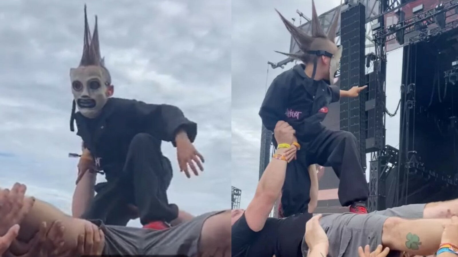 Most Epic Crowdsurf Ever? See Kid in Slipknot Costume Use Dad as Human Surfboard