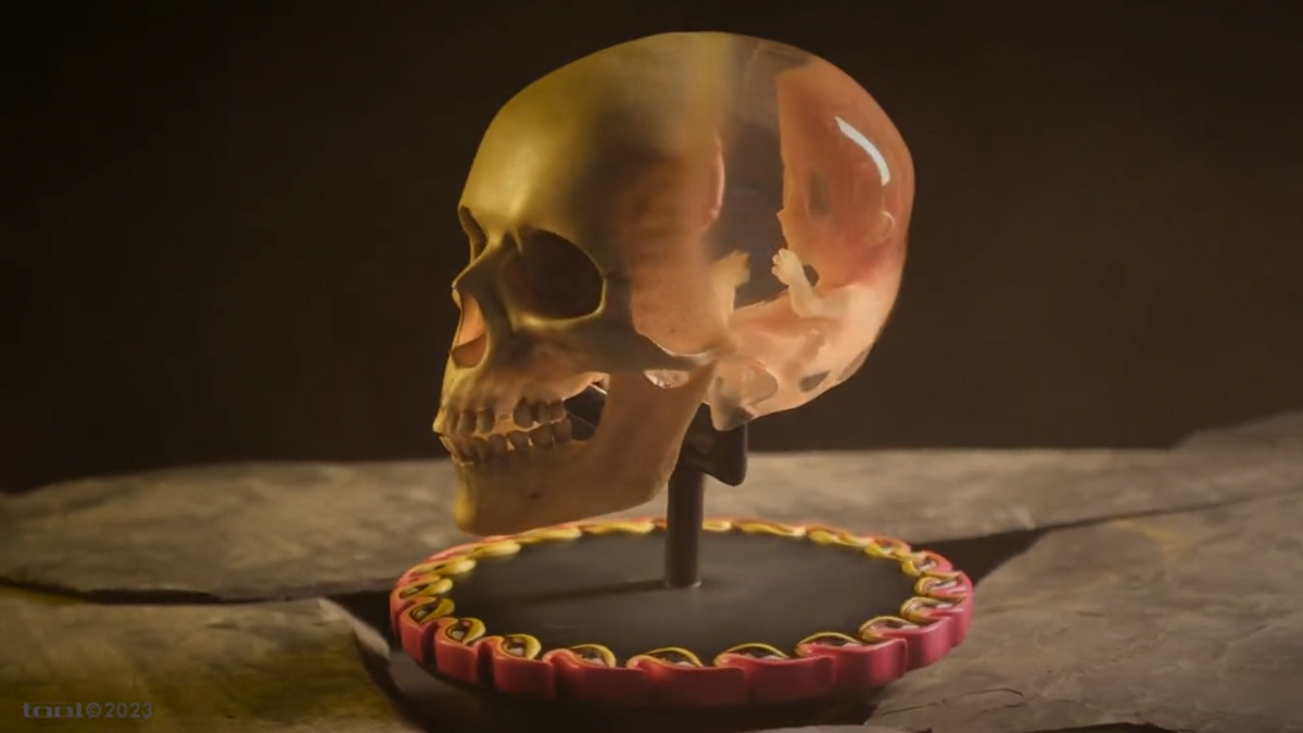 See 360 video of TOOL’s new life-sized fetus skull statue