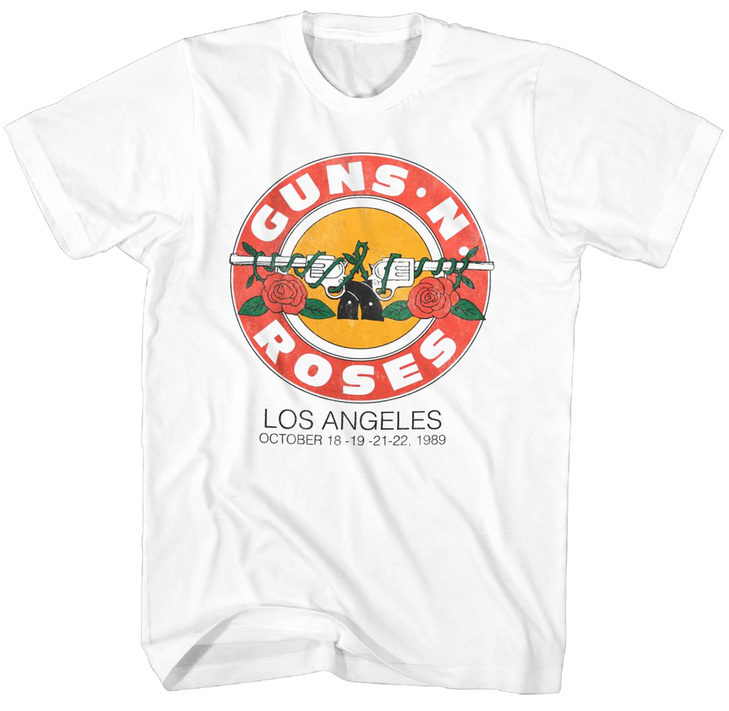 GUNS N ROSES L.A. 1989 ROSES LOGO T-SHIRT