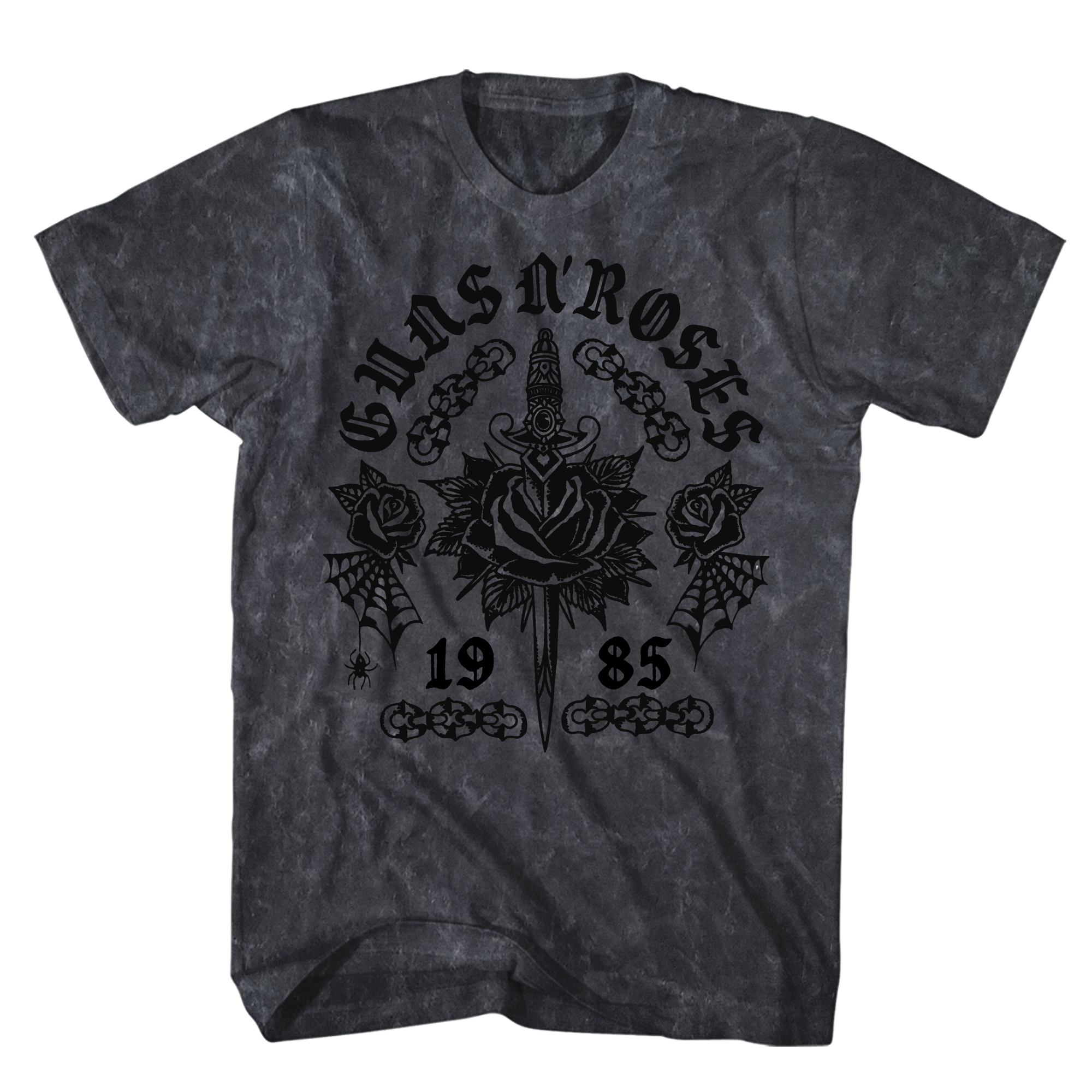 GUNS N ROSES MINERAL WASH TATOO FLOCK T-SHIRT