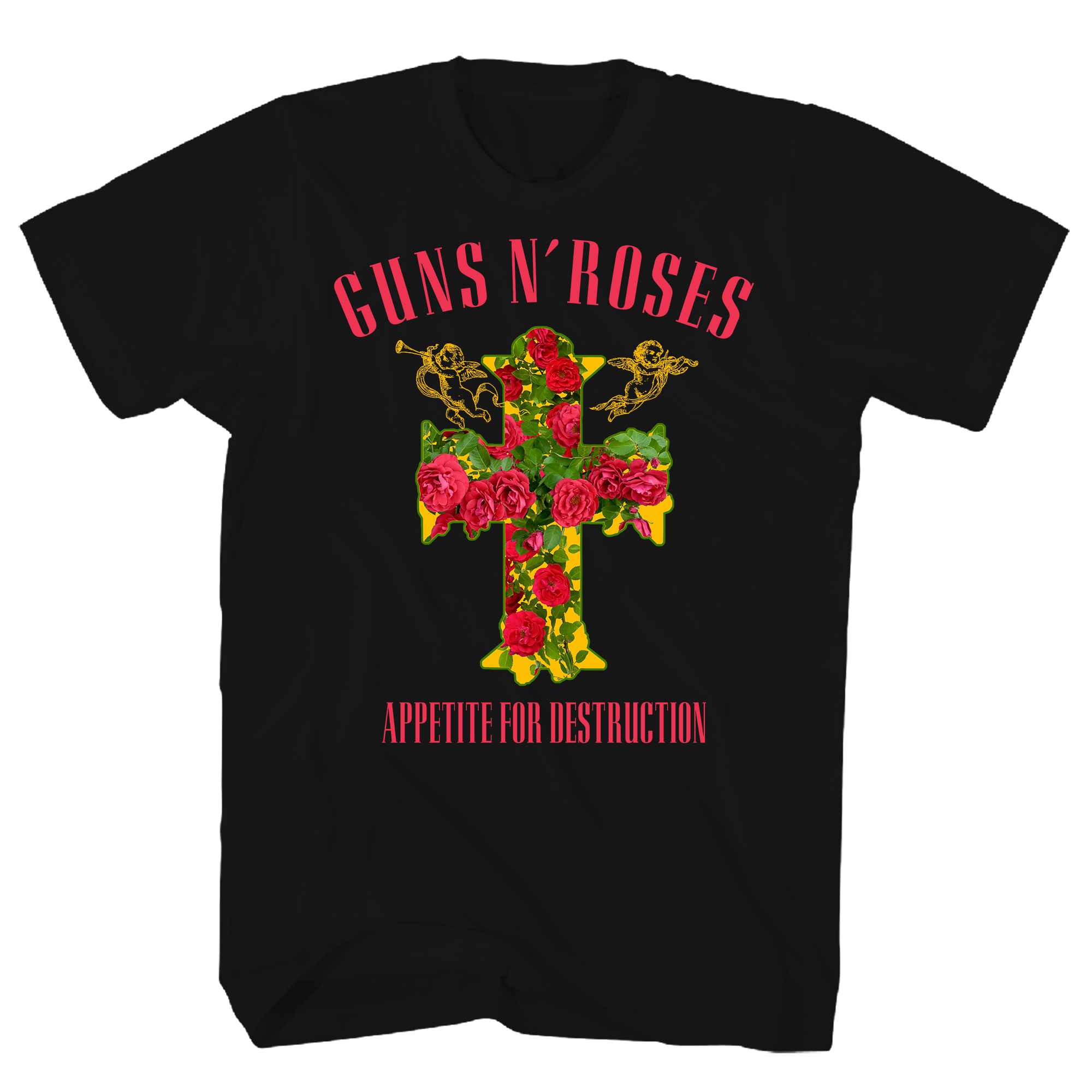 GUNS N ROSES ROSE CROSS BLACK T-SHIRT