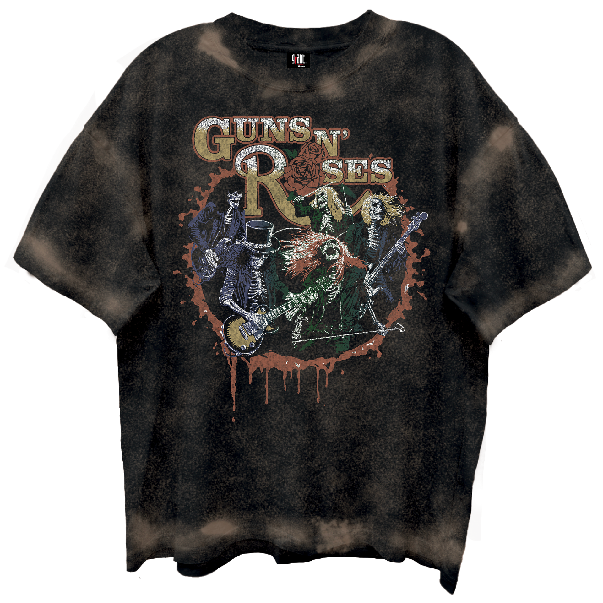 GUNS N ROSES SKELTONS LIVE FRT/BCK CHOCOLATE SPRAY WASH T