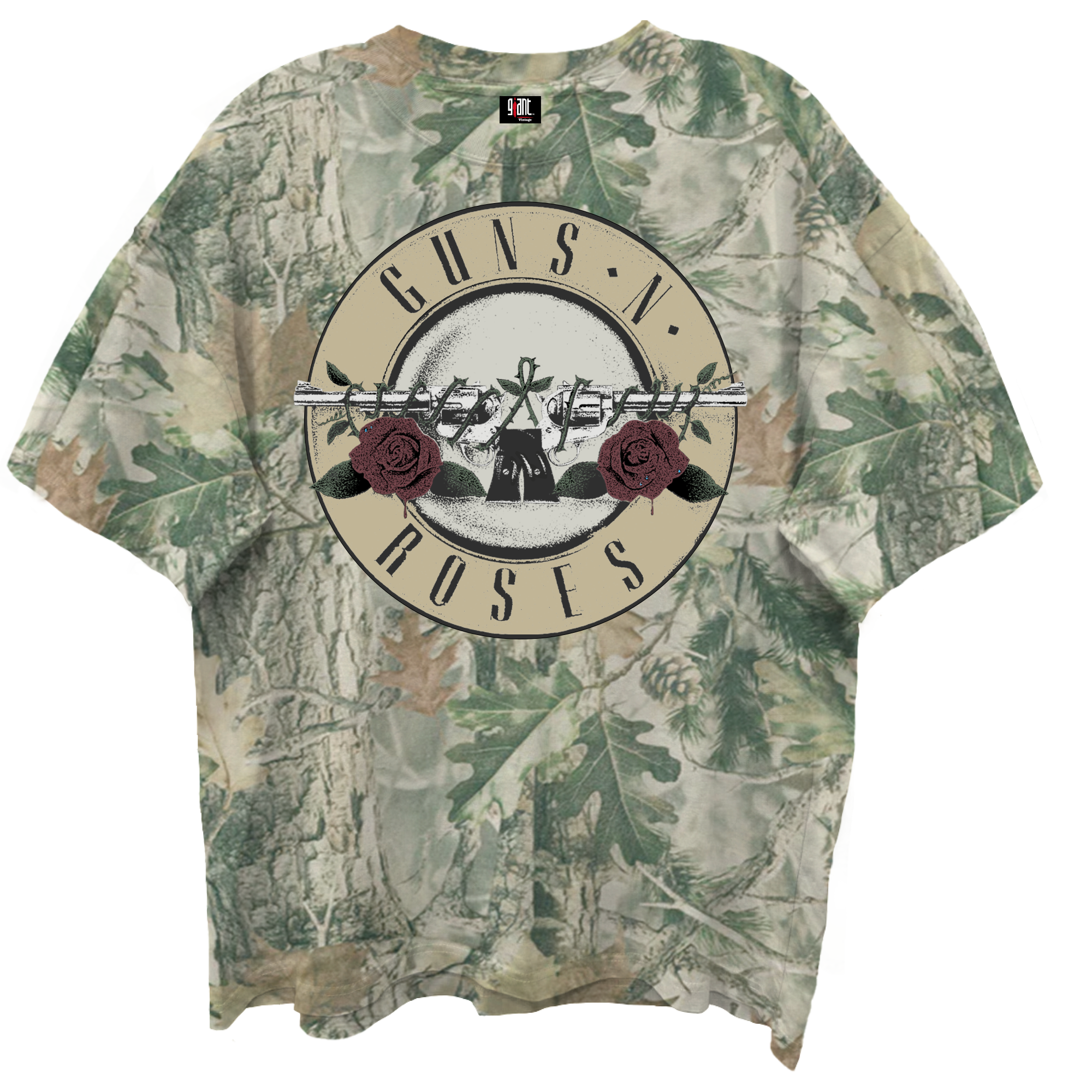 GUNS N ROSES BULLET LOGO WOODLAND CAMO VINTAGE T-SHIRT