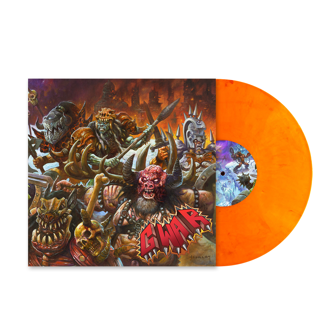 GWAR 'THE NEW DARK AGES' LP (Sunbolt Orange Vinyl) + BLOTHAR  THE BESERKER BOBBLEHEAD