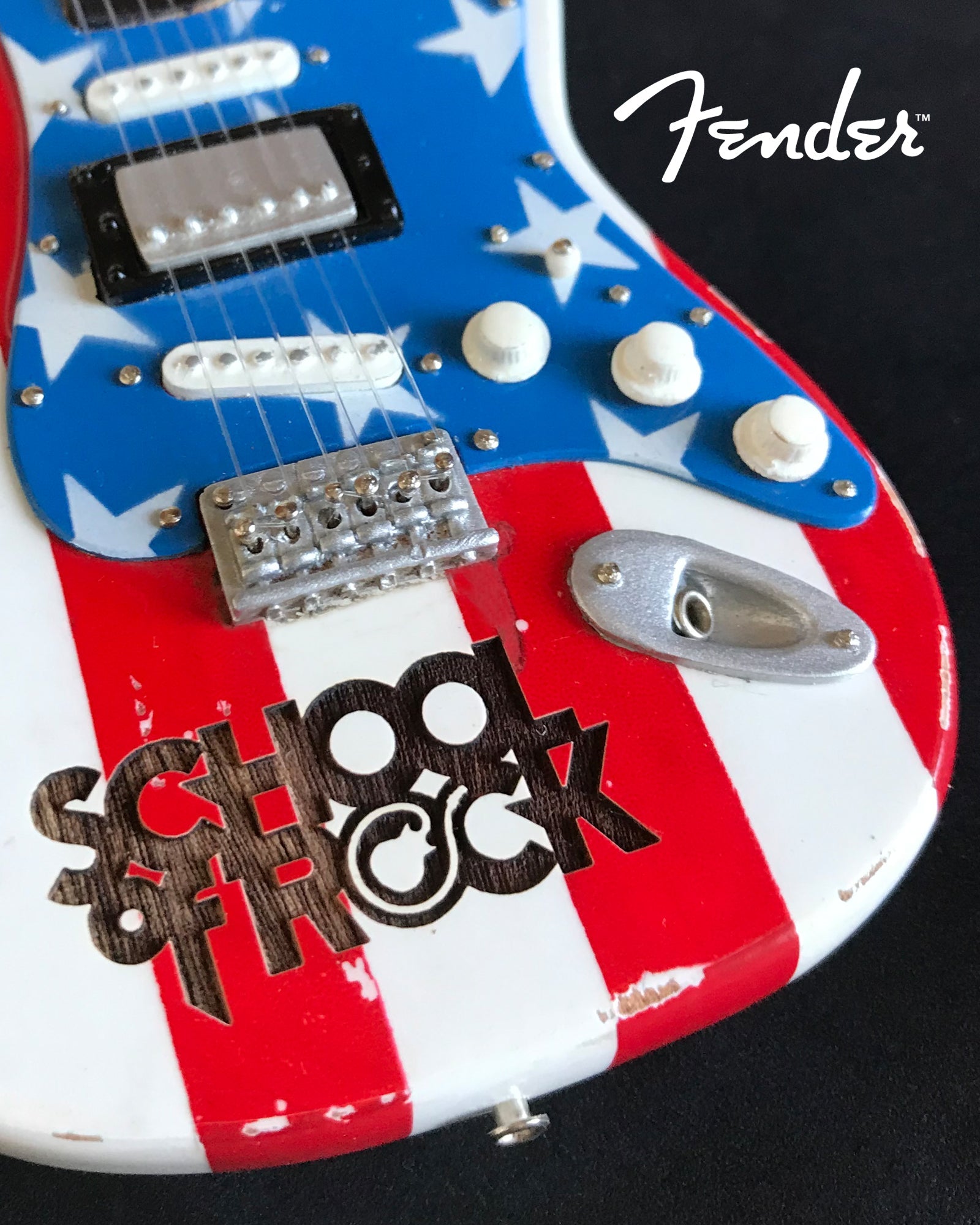 SCHOOL OF ROCK® USA LASER ENGRAVED LOGO FENDER® STRATOCASTER MINI GUITAR