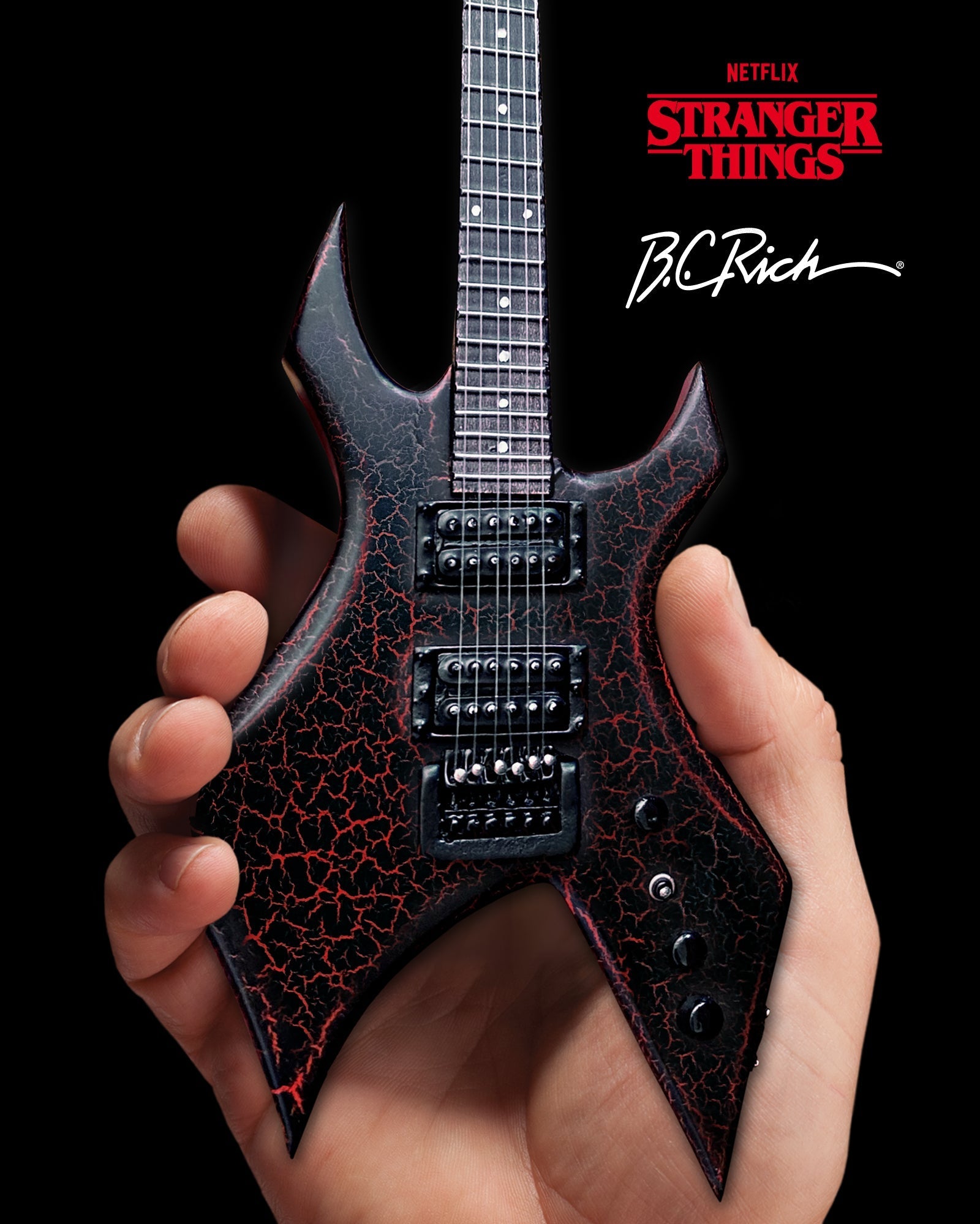 OFFICIAL STRANGER THINGS® EDDIE'S GUITAR B.C. RICH® NJ WARLOCK® MINI GUITAR MODEL