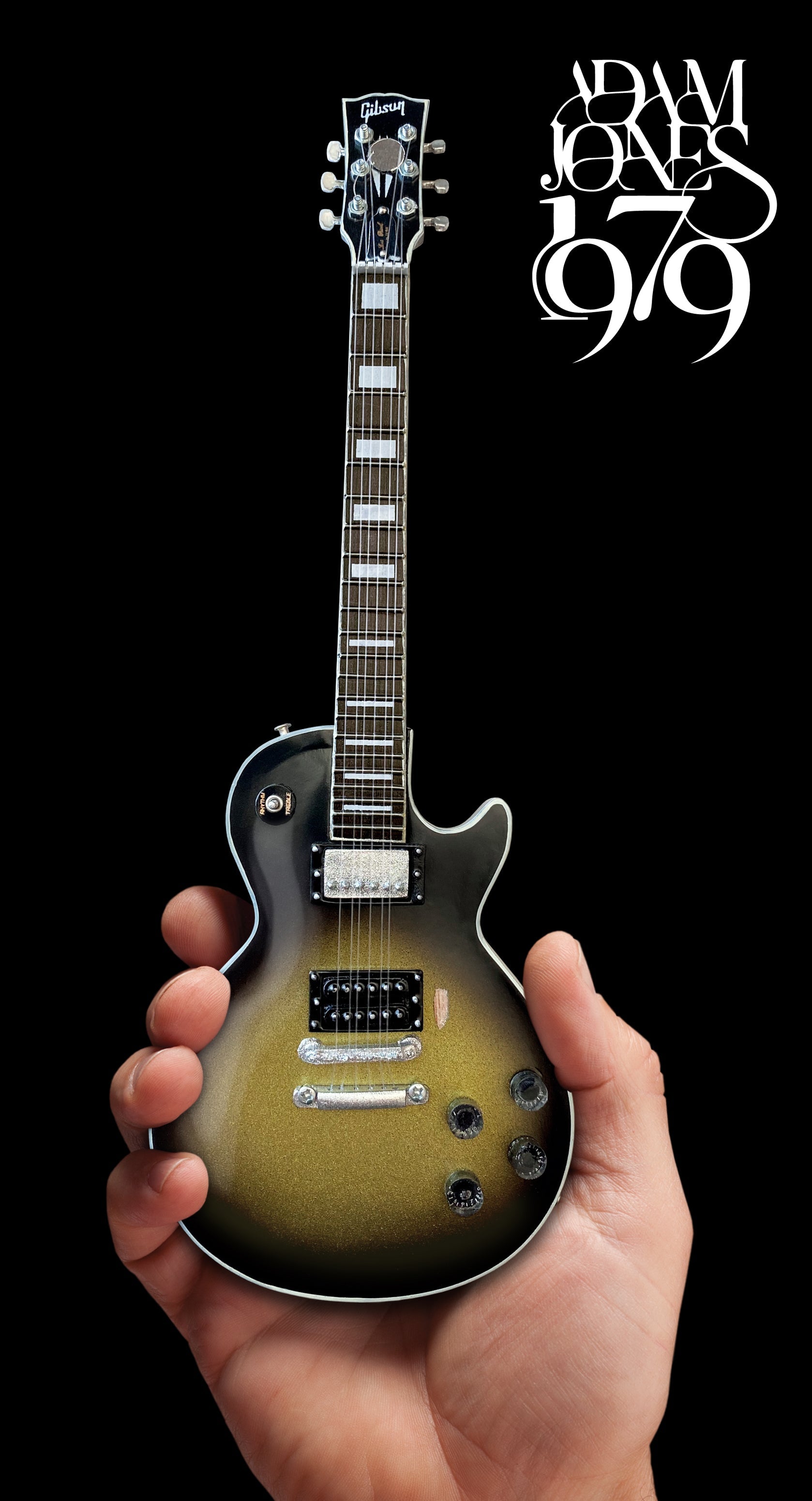 Adam Jones 1979 Gibson Les Paul Custom - Antique Silverburst Mini Guitar Replica 1:4 Scale Model