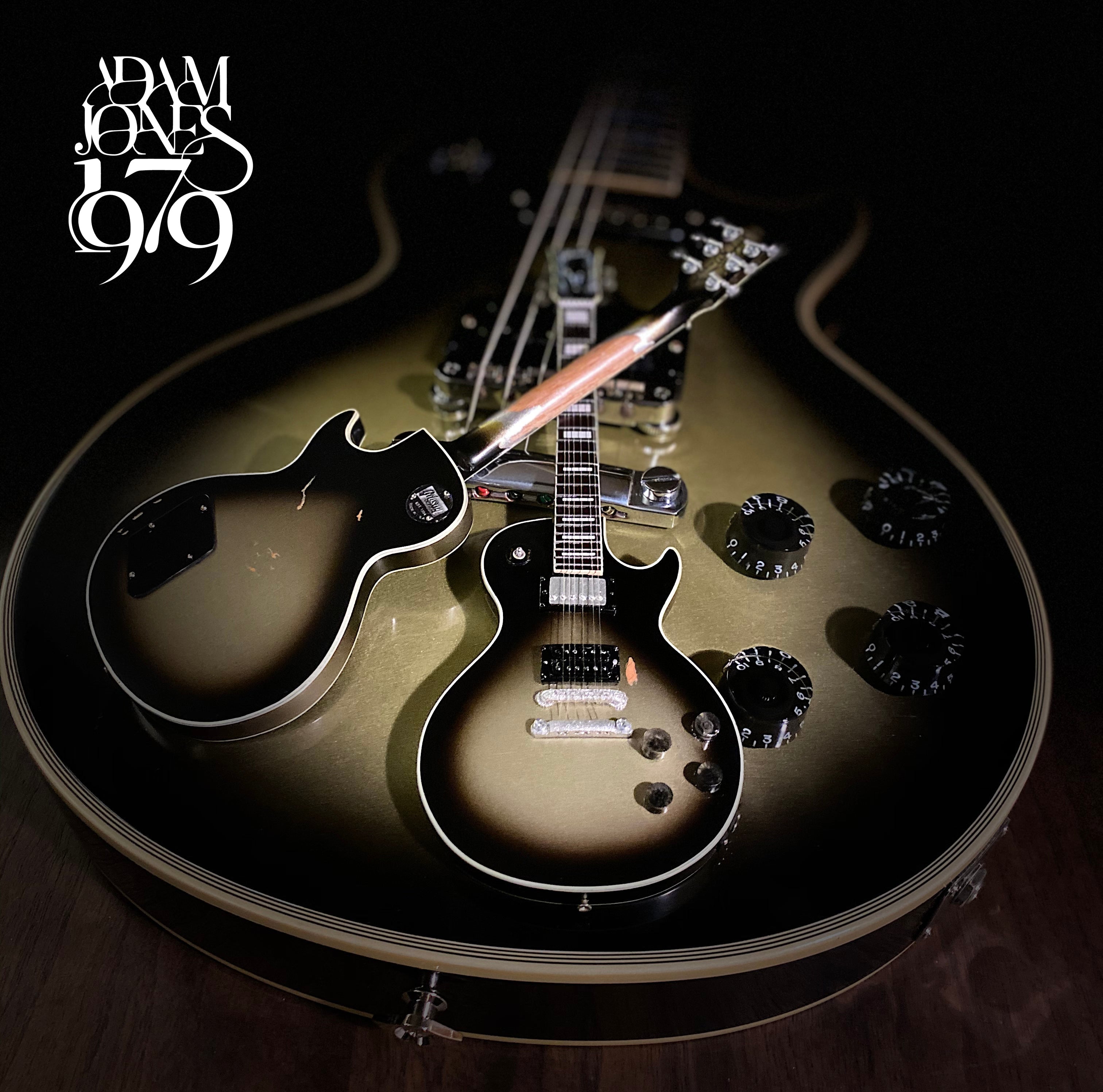 Adam Jones 1979 Gibson Les Paul Custom - Antique Silverburst Mini Guitar Replica 1:4 Scale Model