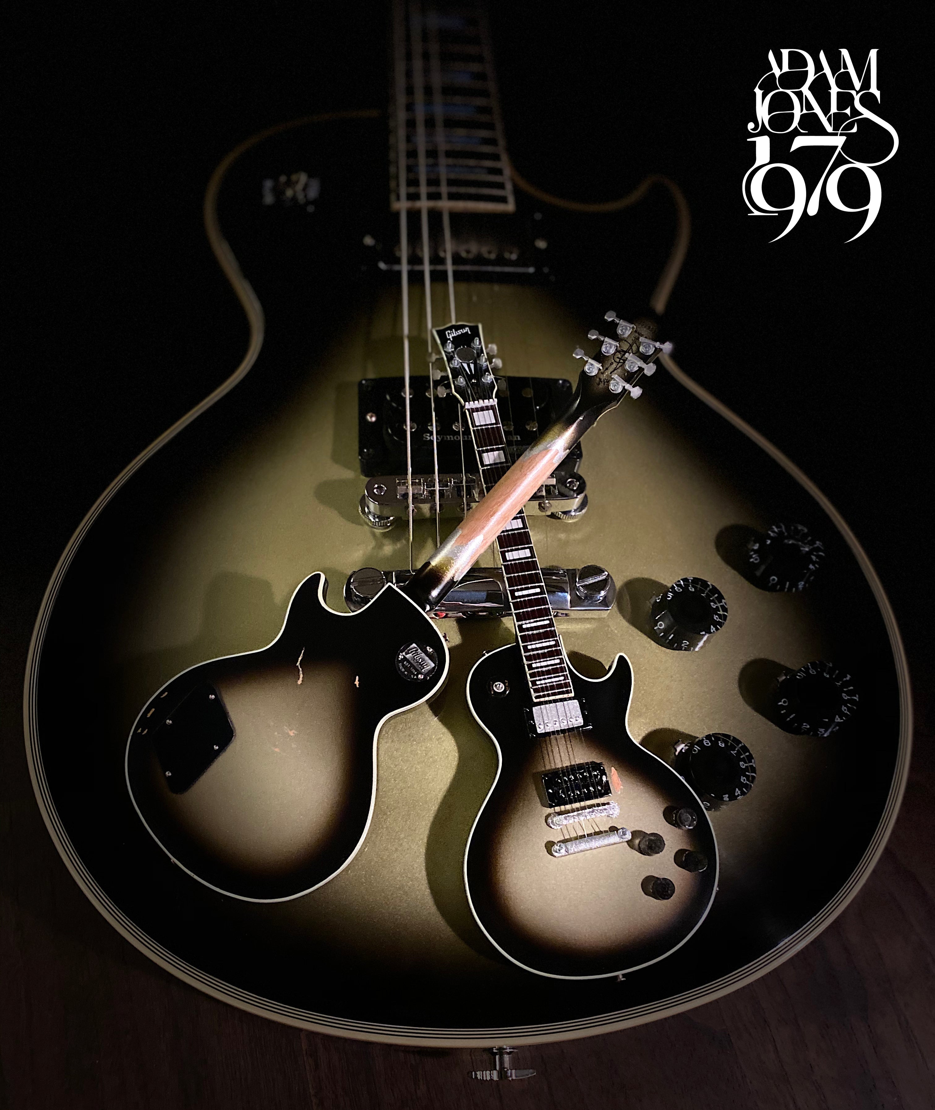 Adam Jones 1979 Gibson Les Paul Custom - Antique Silverburst Mini Guitar Replica 1:4 Scale Model