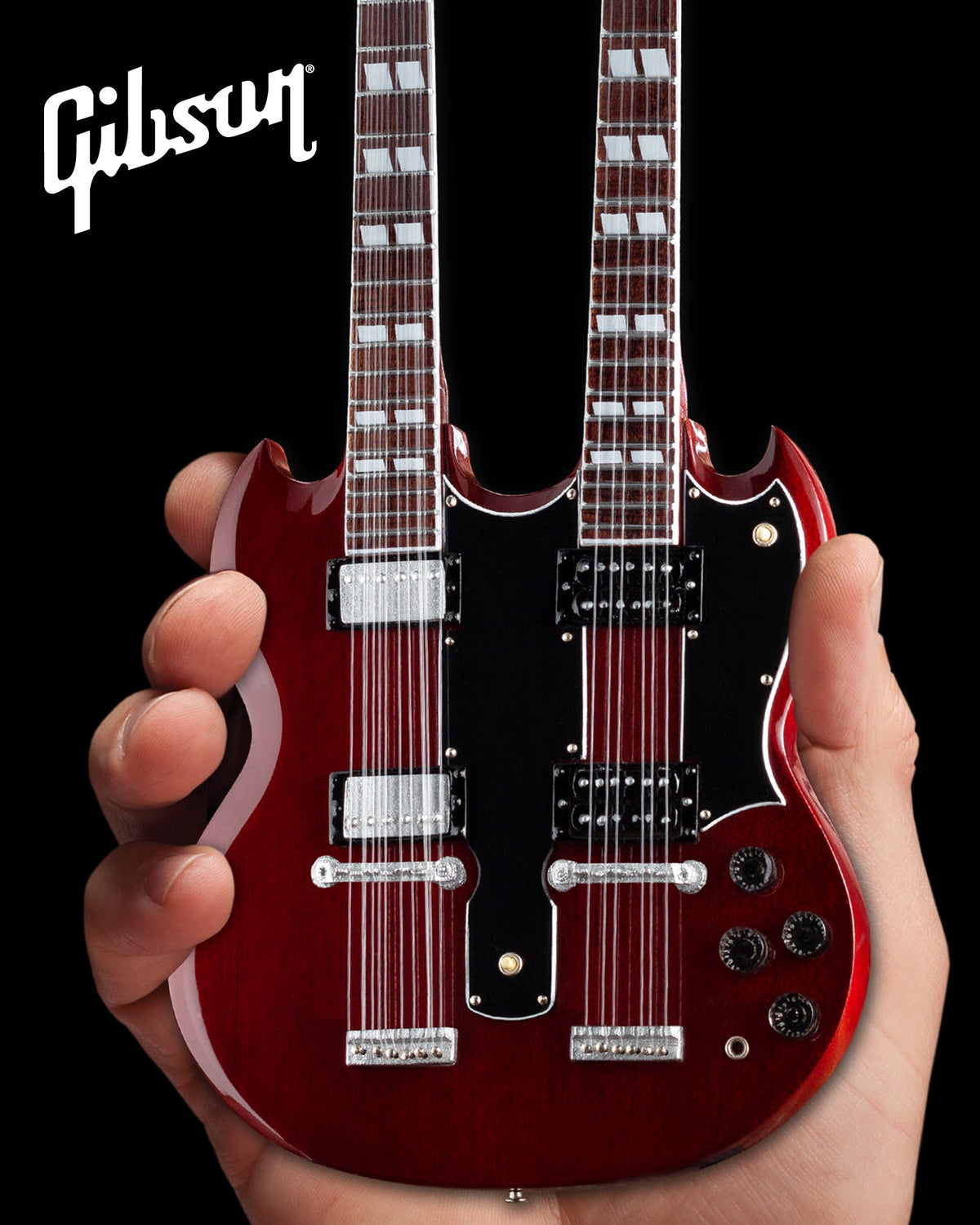 GIBSON SG EDS-1275 DOUBLENECK CHERRY 1:4 SCALE MINI GUITAR MODEL