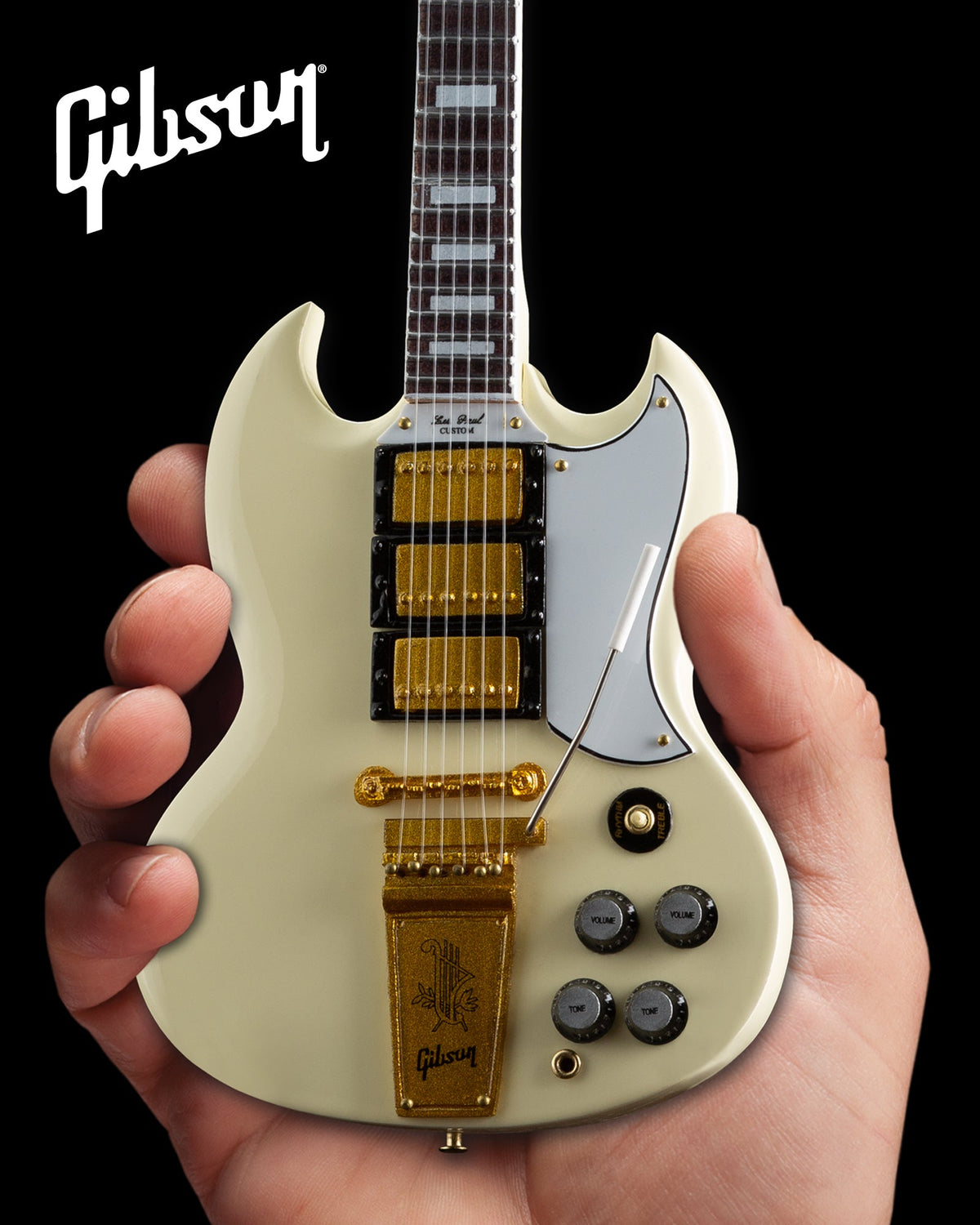 GIBSON 1964 SG CUSTOM WHITE 1:4 SCALE MINI GUITAR MODEL