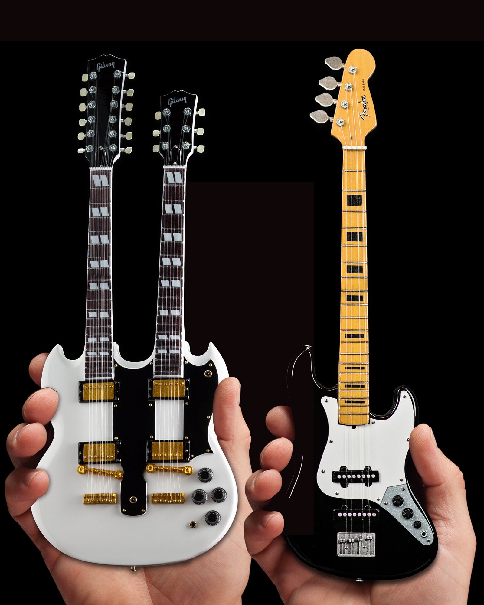 SET OF 2 - GIBSON EDS-1275 DOUBLENECK & JAZZ BASS™ MINIATURE GUITARS