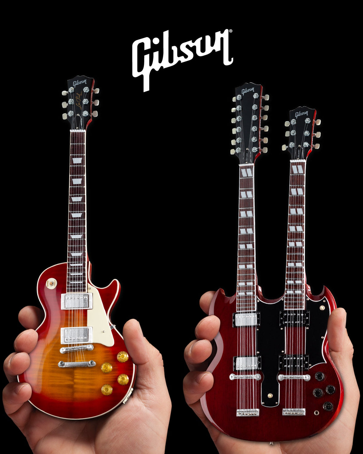 FAMOUS SET OF 2 CLASSIC GIBSON MINI GUITAR REPLICAS - GG-002