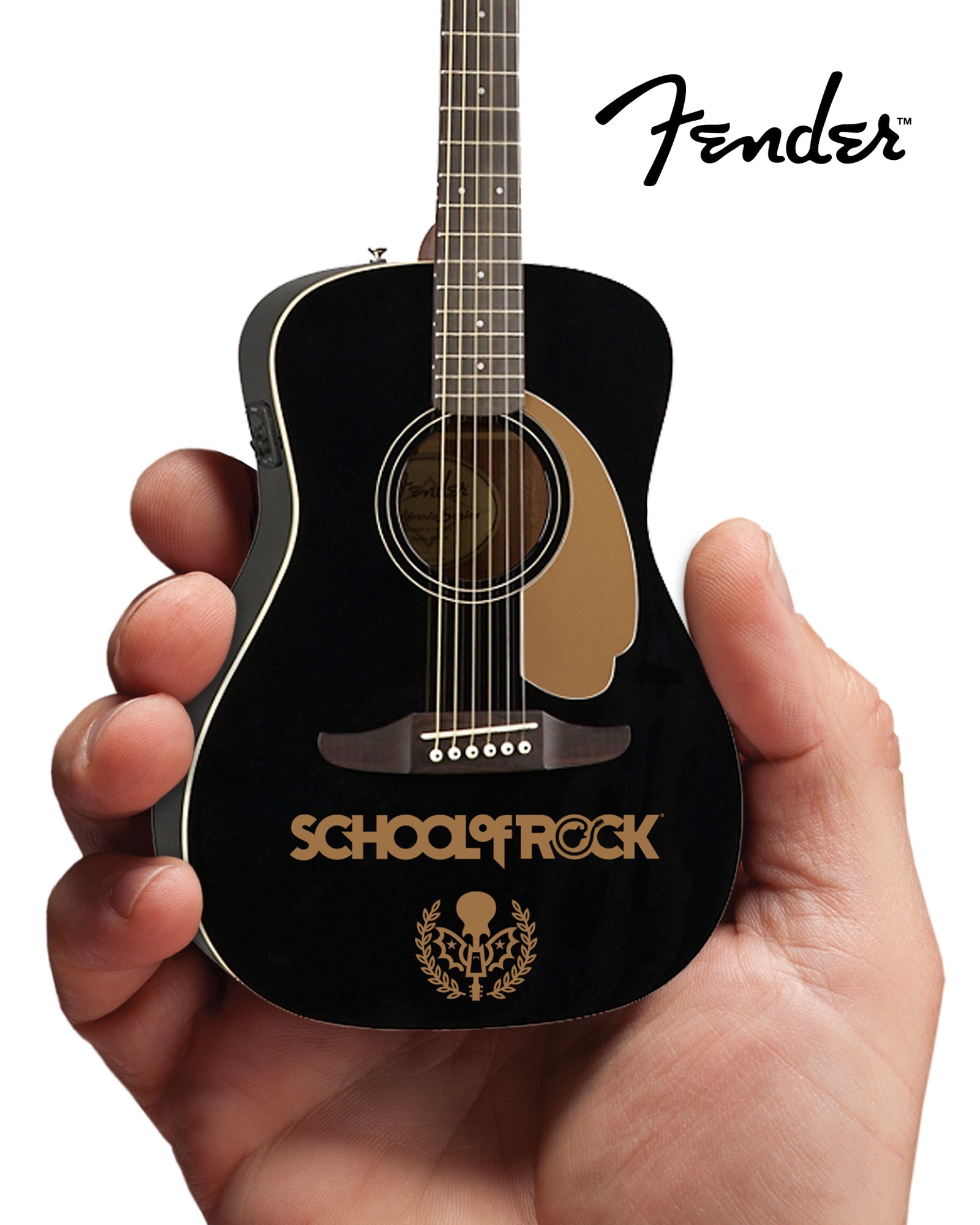SCHOOL OF ROCK® FENDER® CALIFORNIA MALIBU PLAYER ACOUSTIC-ELECTRIC JETTY BLACK MINI GUITAR