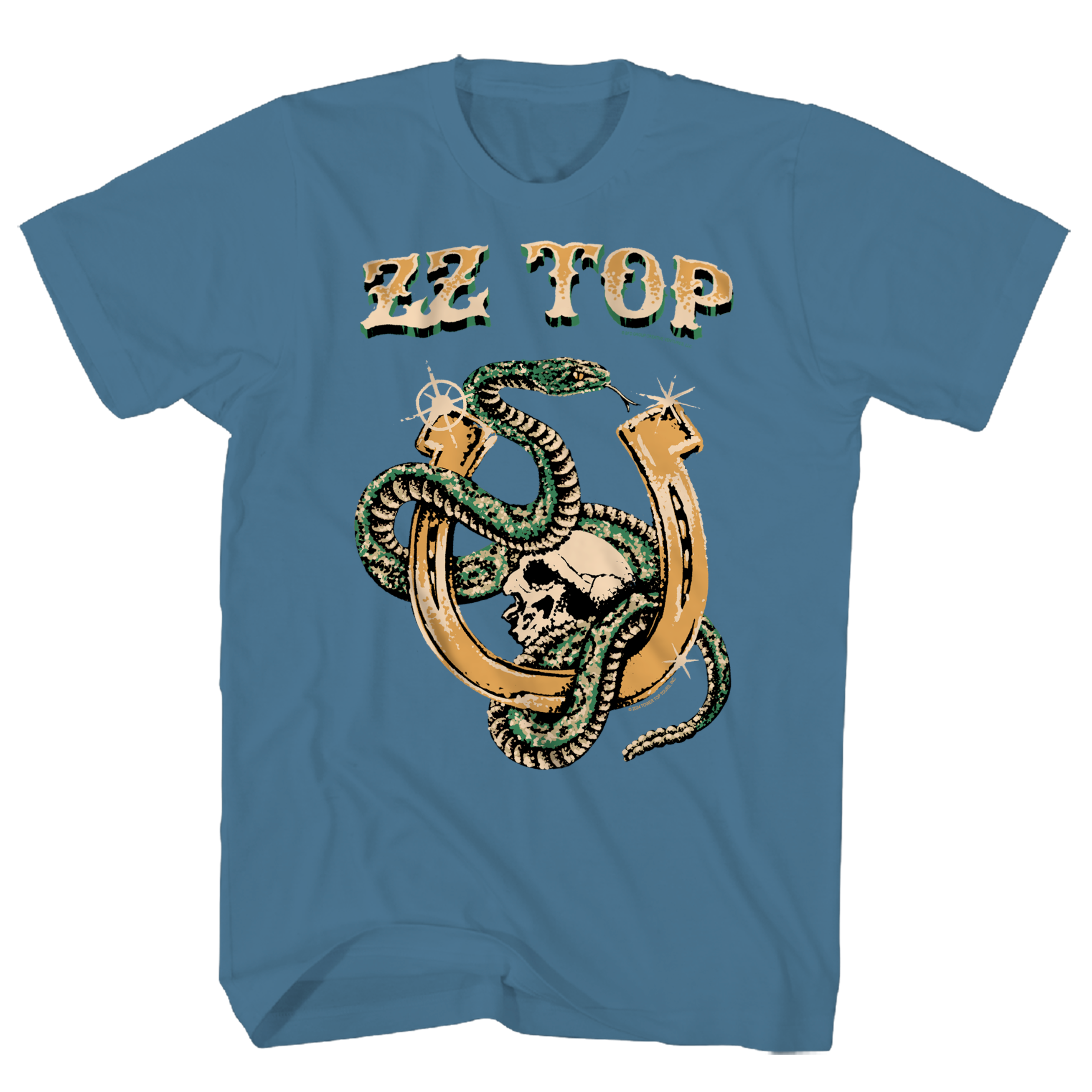 ZZ TOP SNAKE SKULL BLUE T-SHIRT