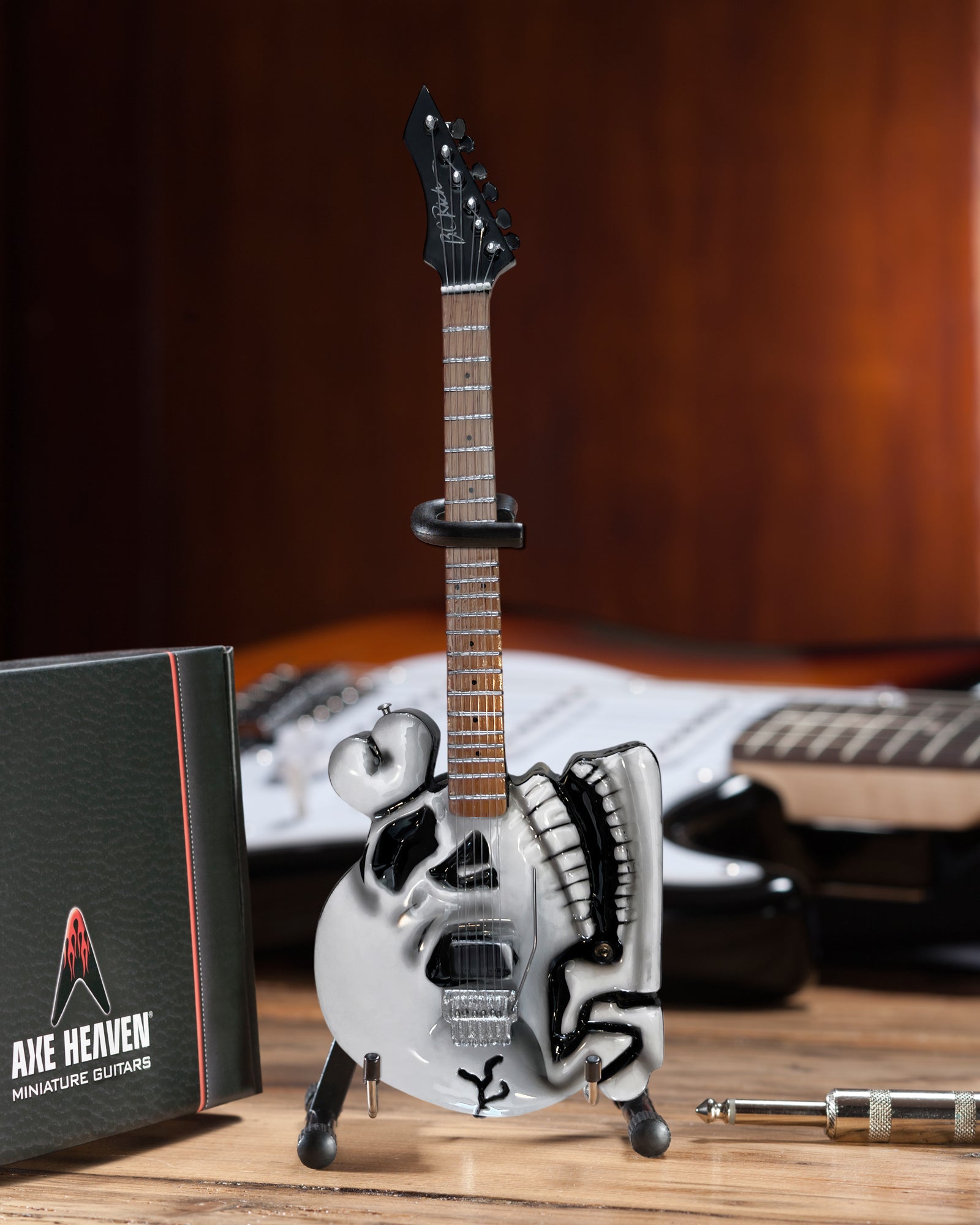 OFFICIAL B.C. RICH® CUSTOM SKULL MINIATURE GUITAR REPLICA - C.C. DEVILLE - POISON