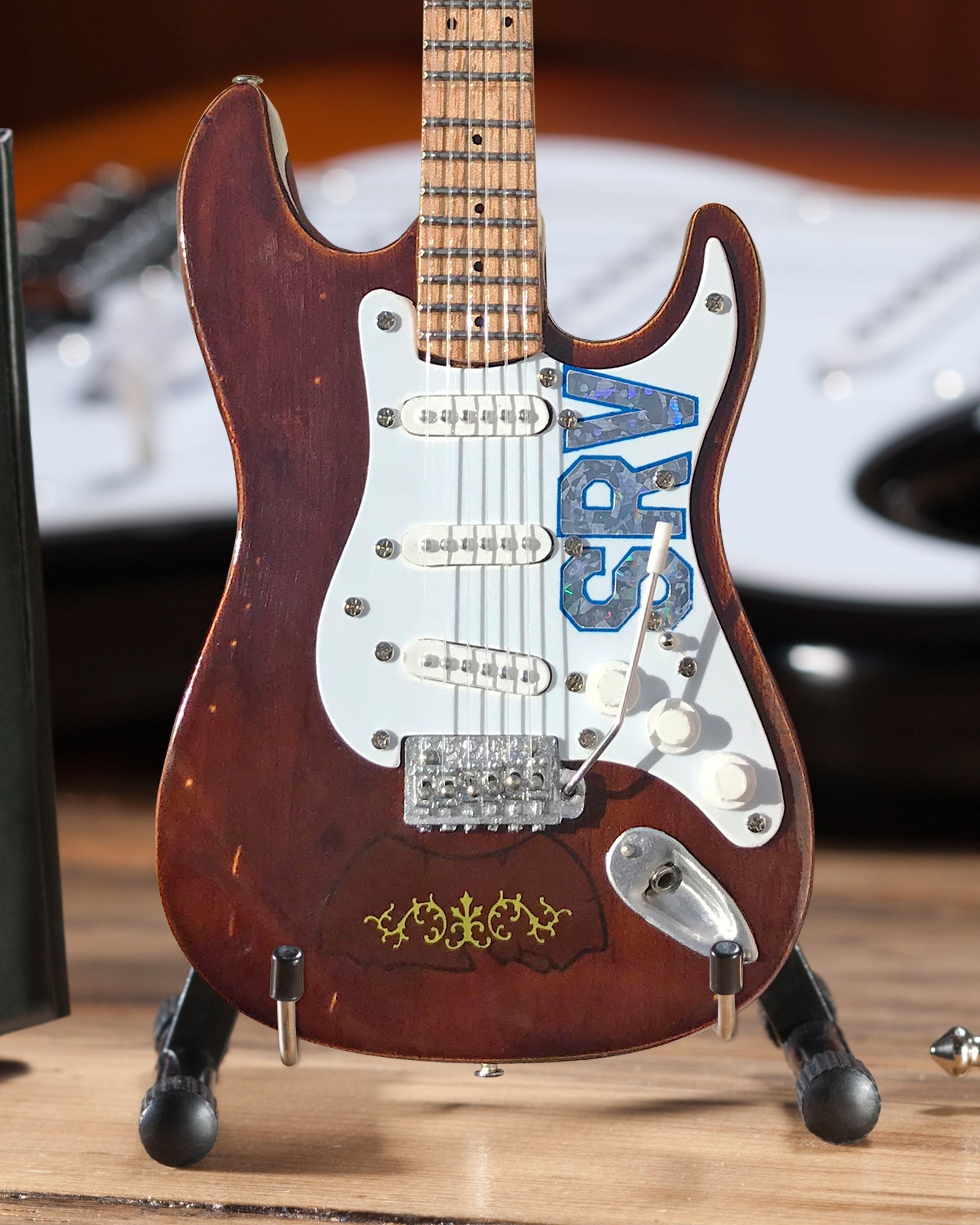 STEVIE RAY VAUGHAN SRV SET OF 3 MINI GUITAR REPLICA COLLECTIBLES - OFFICIALLY LICENSED FENDER