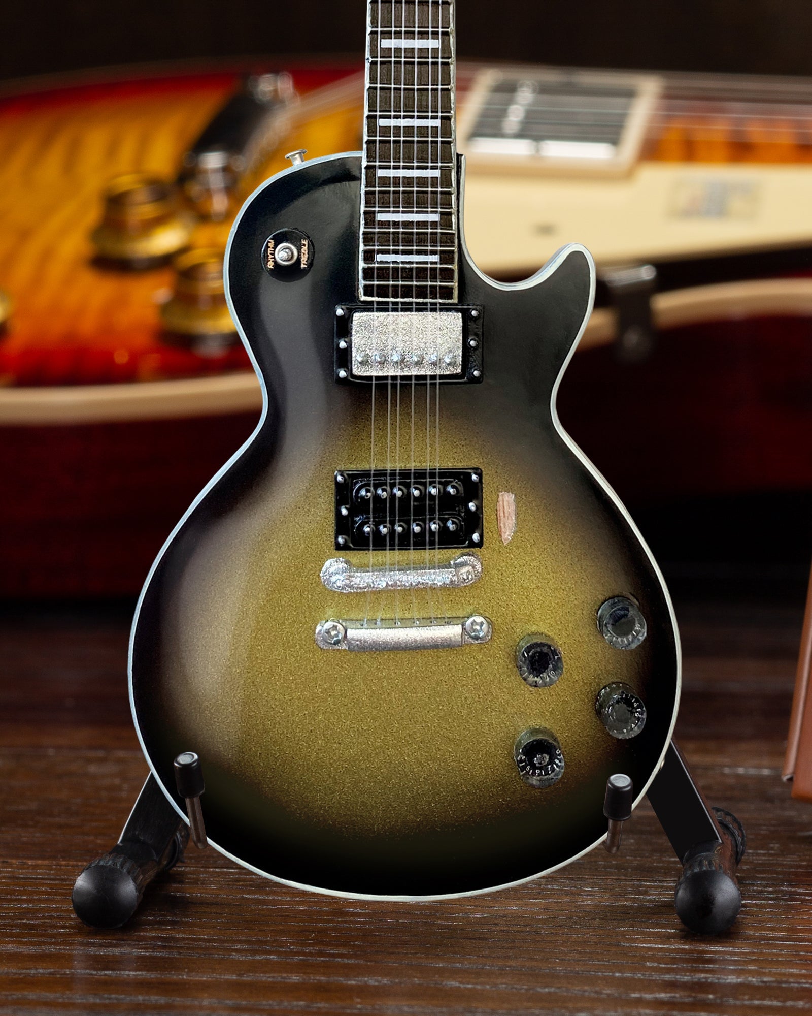 Adam Jones 1979 Gibson Les Paul Custom - Antique Silverburst Mini Guitar Replica 1:4 Scale Model