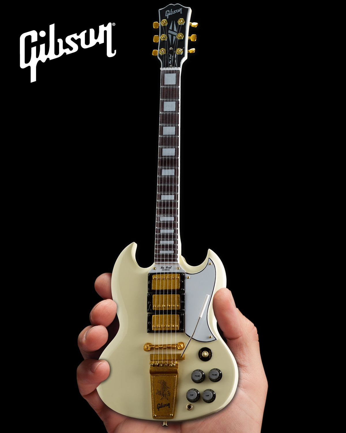 GIBSON 1964 SG CUSTOM WHITE 1:4 SCALE MINI GUITAR MODEL