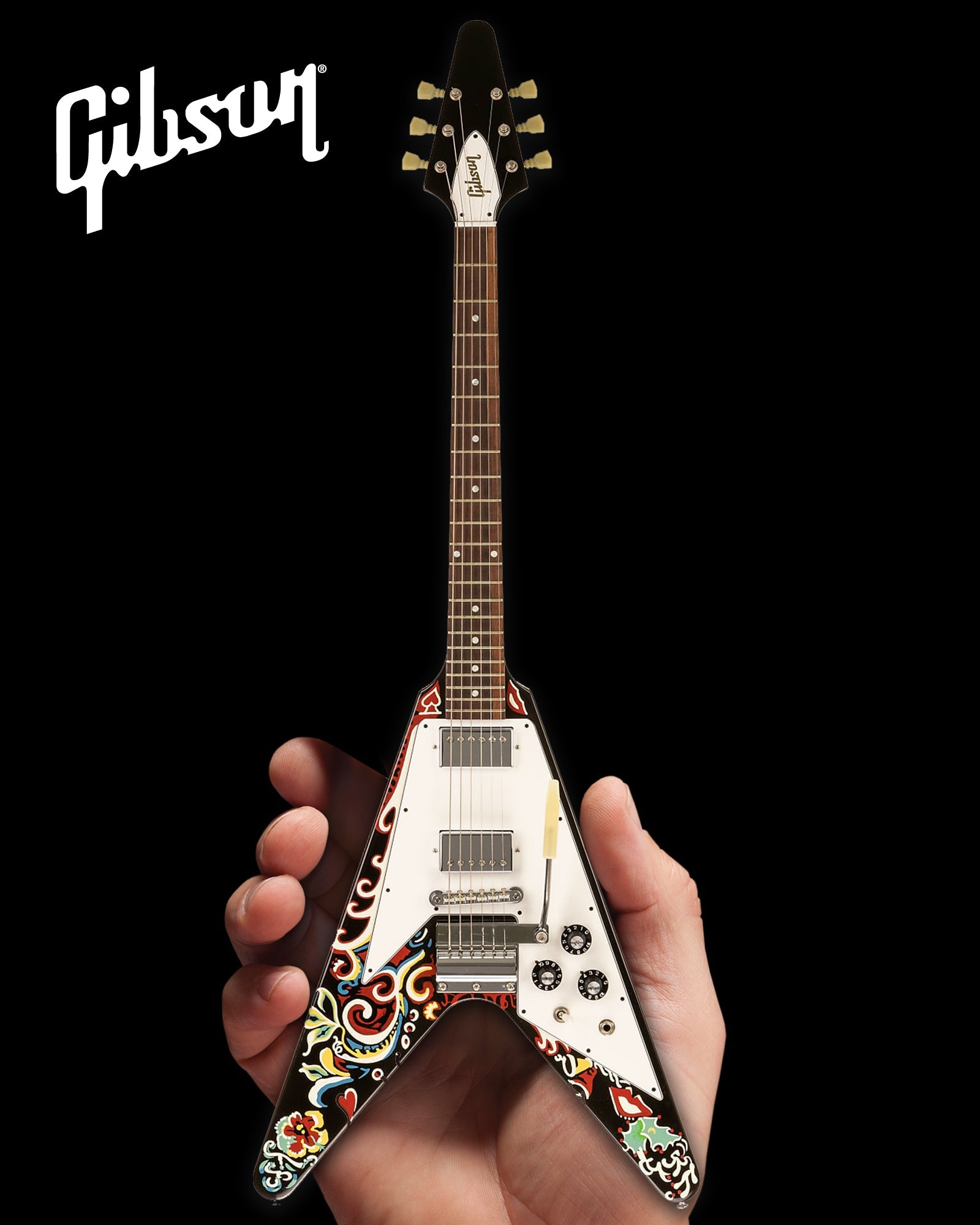 JIMI HENDRIX™ GIBSON PSYCHEDELIC FLYING V 1:4 SCALE MINI GUITAR MODEL