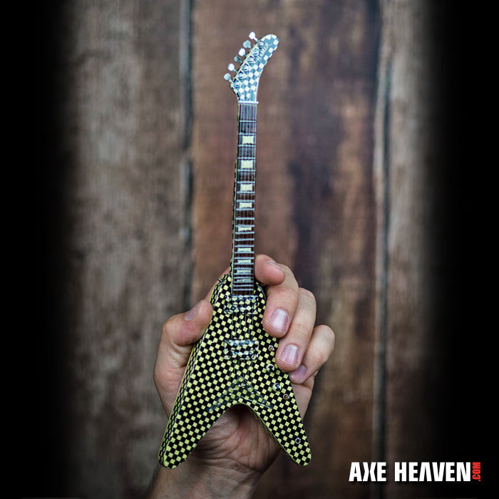 OFFICIALLY LICENSED RICK NIELSEN™ CHECKERED V MINI GUITAR REPLICA COLLECTIBLE