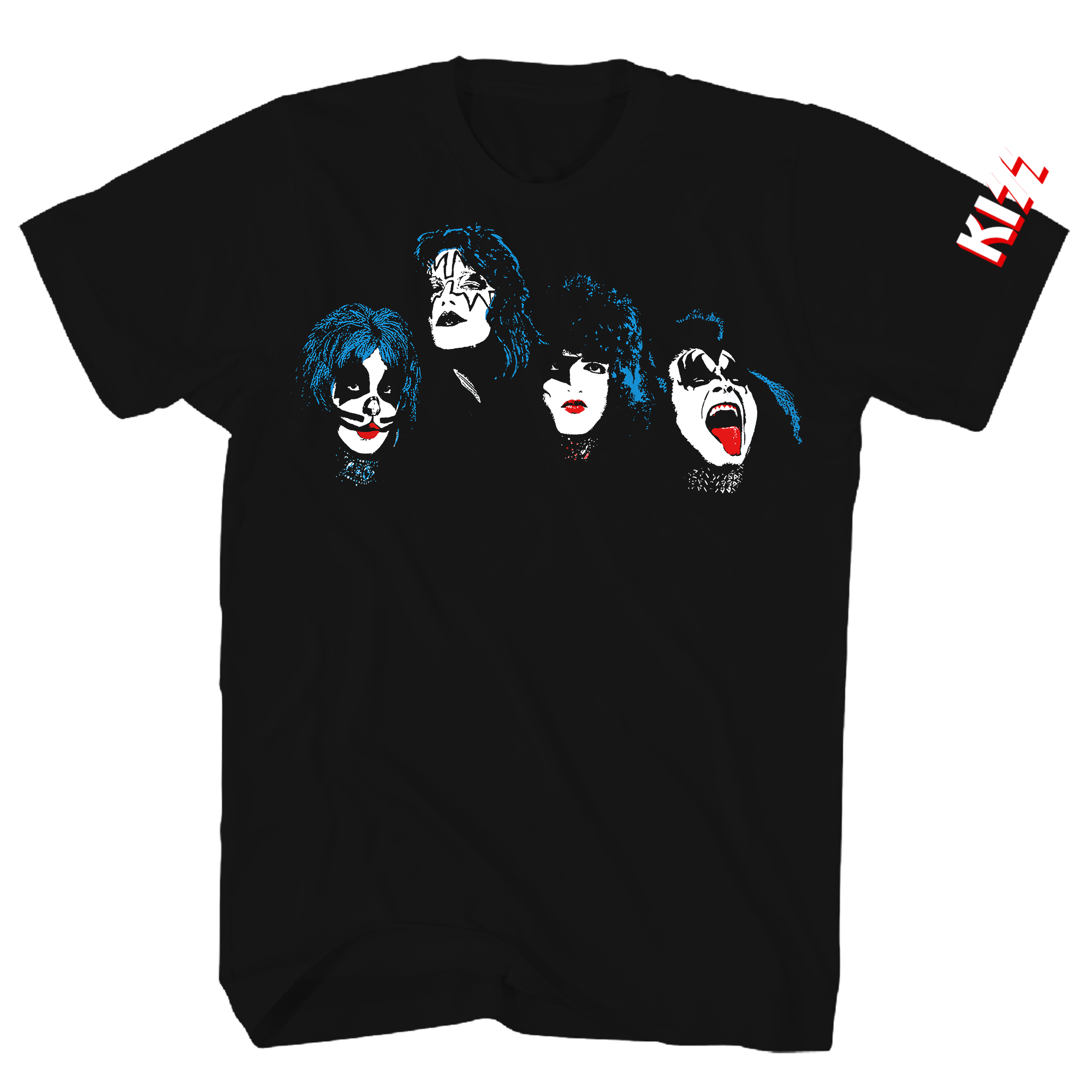 KISS FACES TWO PRINT BLACK T-SHIRT