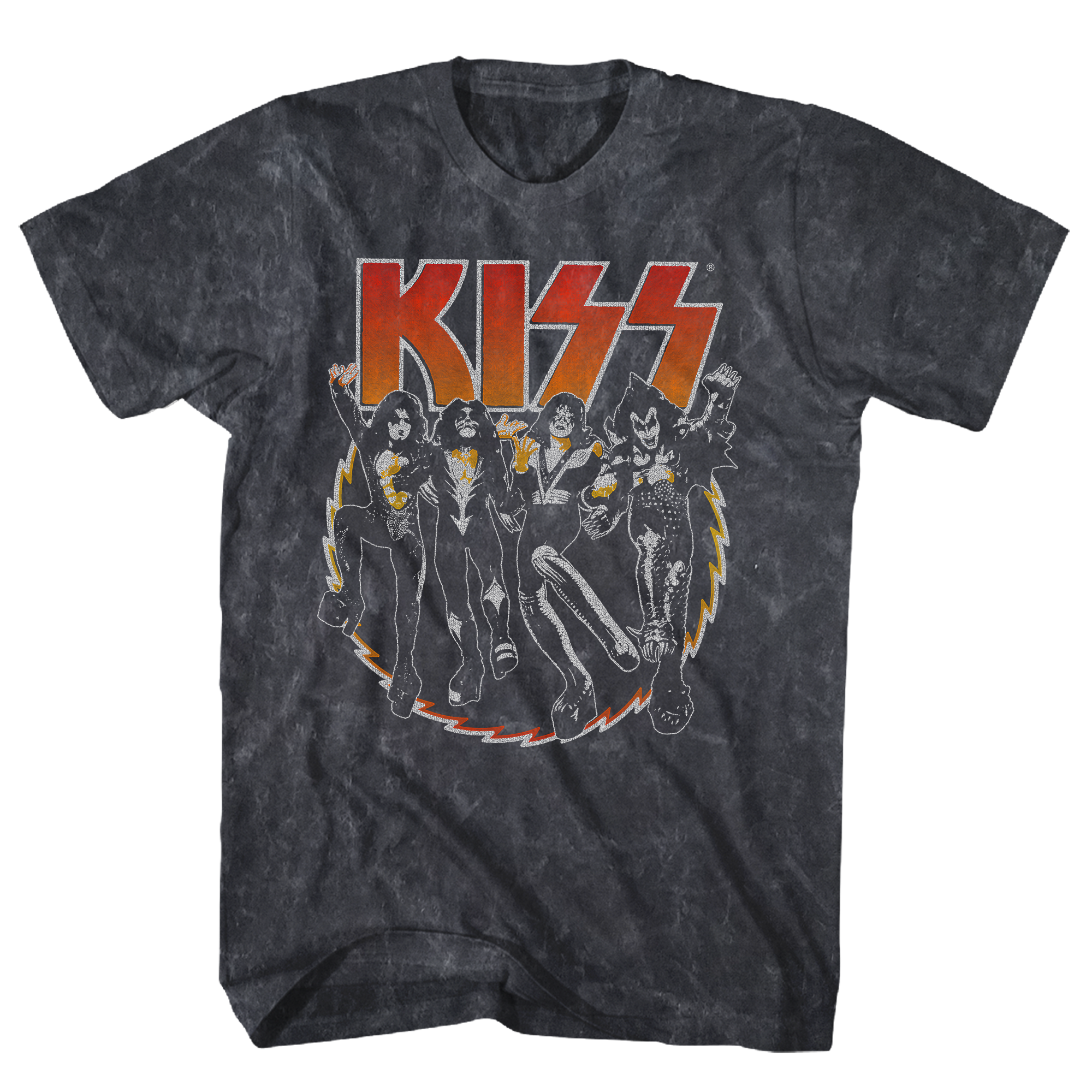 KISS BUZZ BLACK MINERAL WASH T-SHIRT