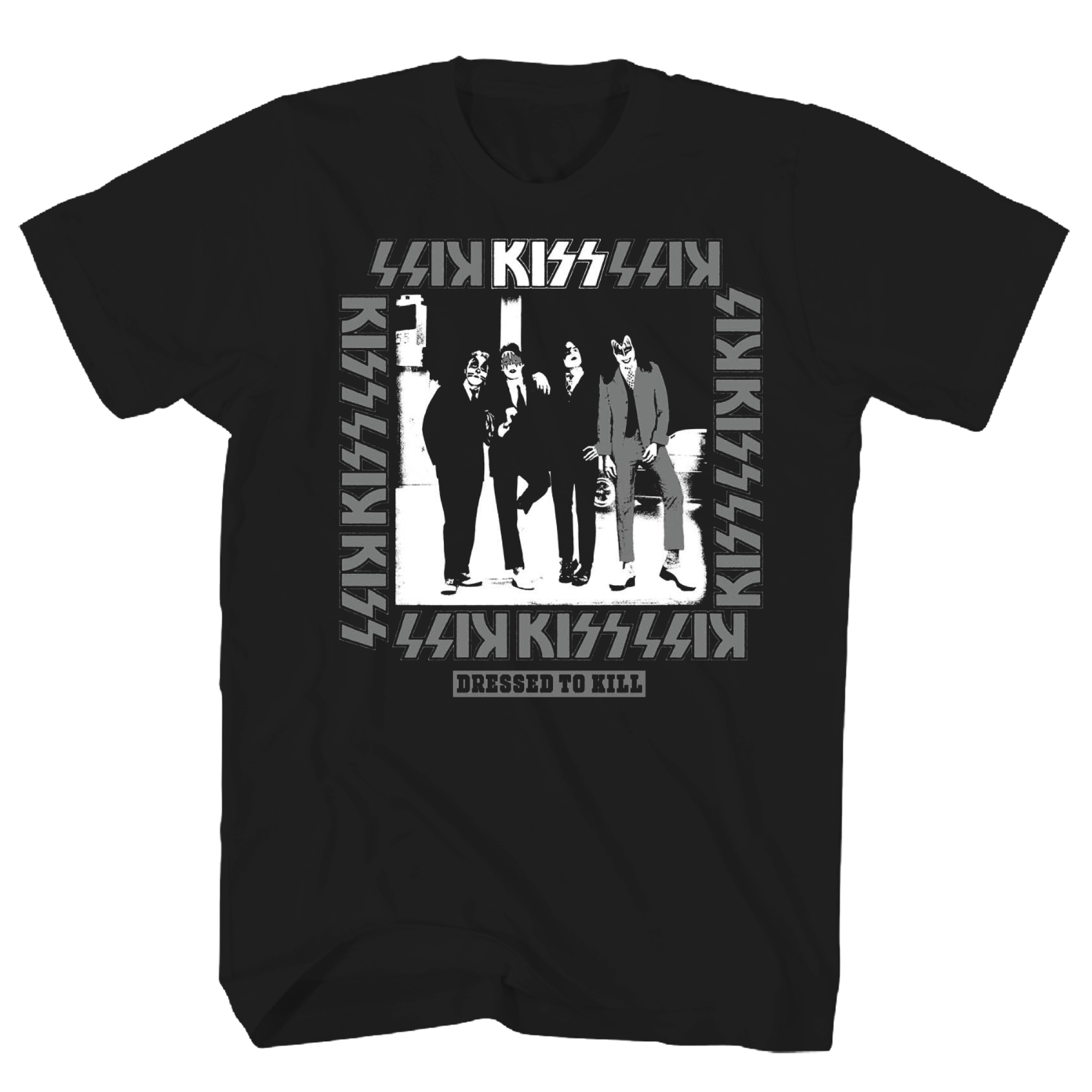 KISS DRESSED TO KILL PINK PHOTO IMAGE BLACK T-SHIRT