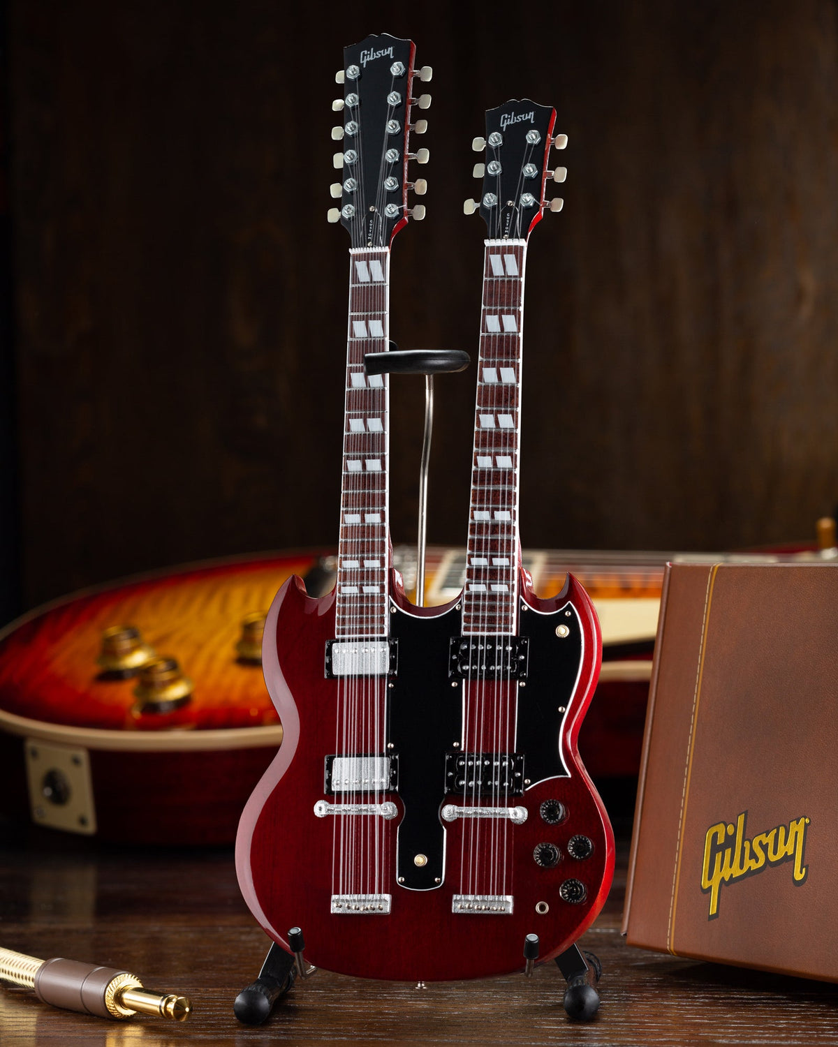 GIBSON SG EDS-1275 DOUBLENECK CHERRY 1:4 SCALE MINI GUITAR MODEL