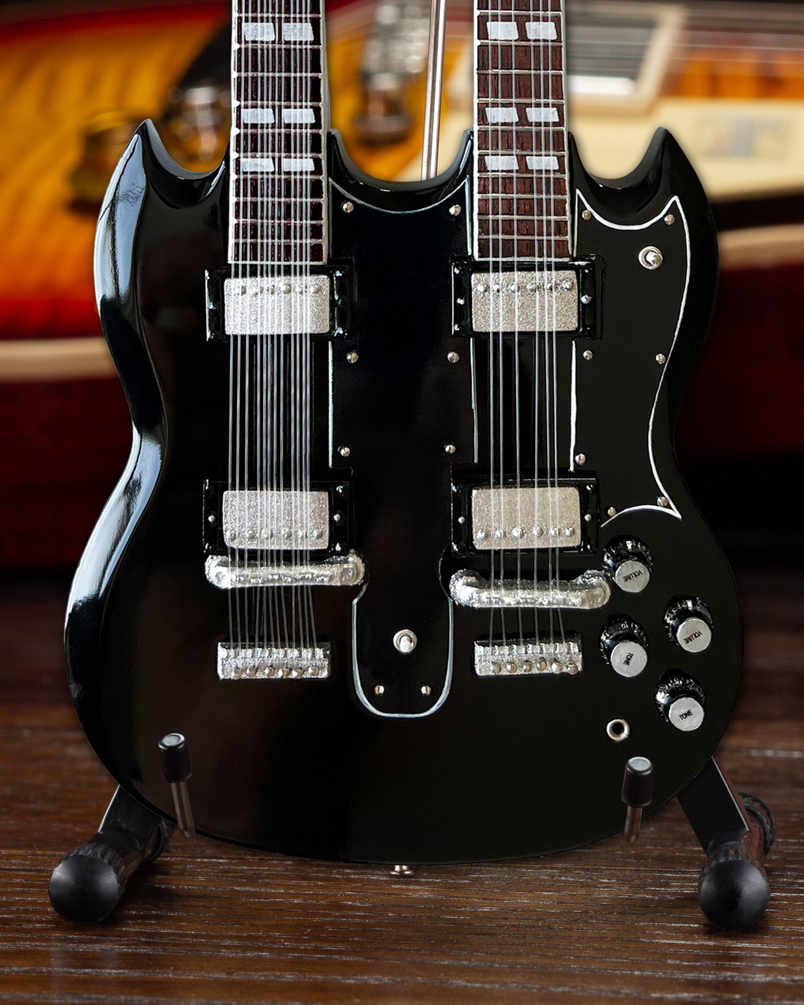 SLASH GIBSON 1966 EDS-1275 DOUBLENECK - AGED MINI GUITAR REPLICA MODEL