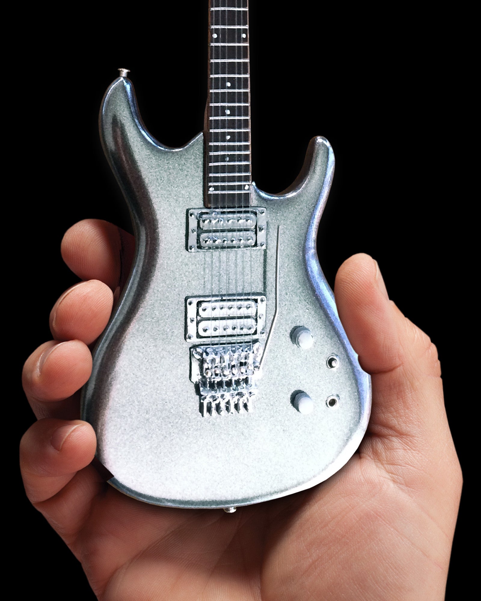 JOE SATRIANI SIGNATURE CHROME BOY MINIATURE GUITAR REPLICA COLLECTIBLE