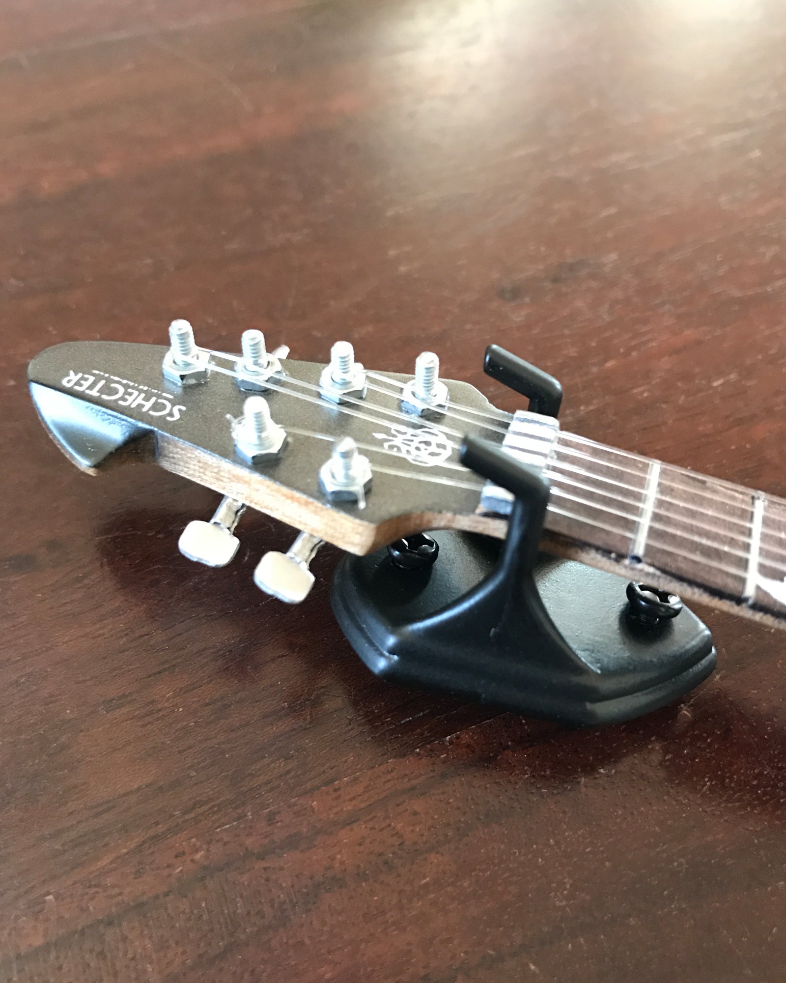 BLACK METAL WALLMOUNT MINIATURE GUITAR WALL HANGERS BY AXE HEAVEN® – SET OF 2