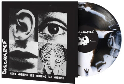 DISCHARGE 'HEAR NOTHING SEE NOTHING SAY NOTHING' LP (Import, White & Black Swirled Vinyl)