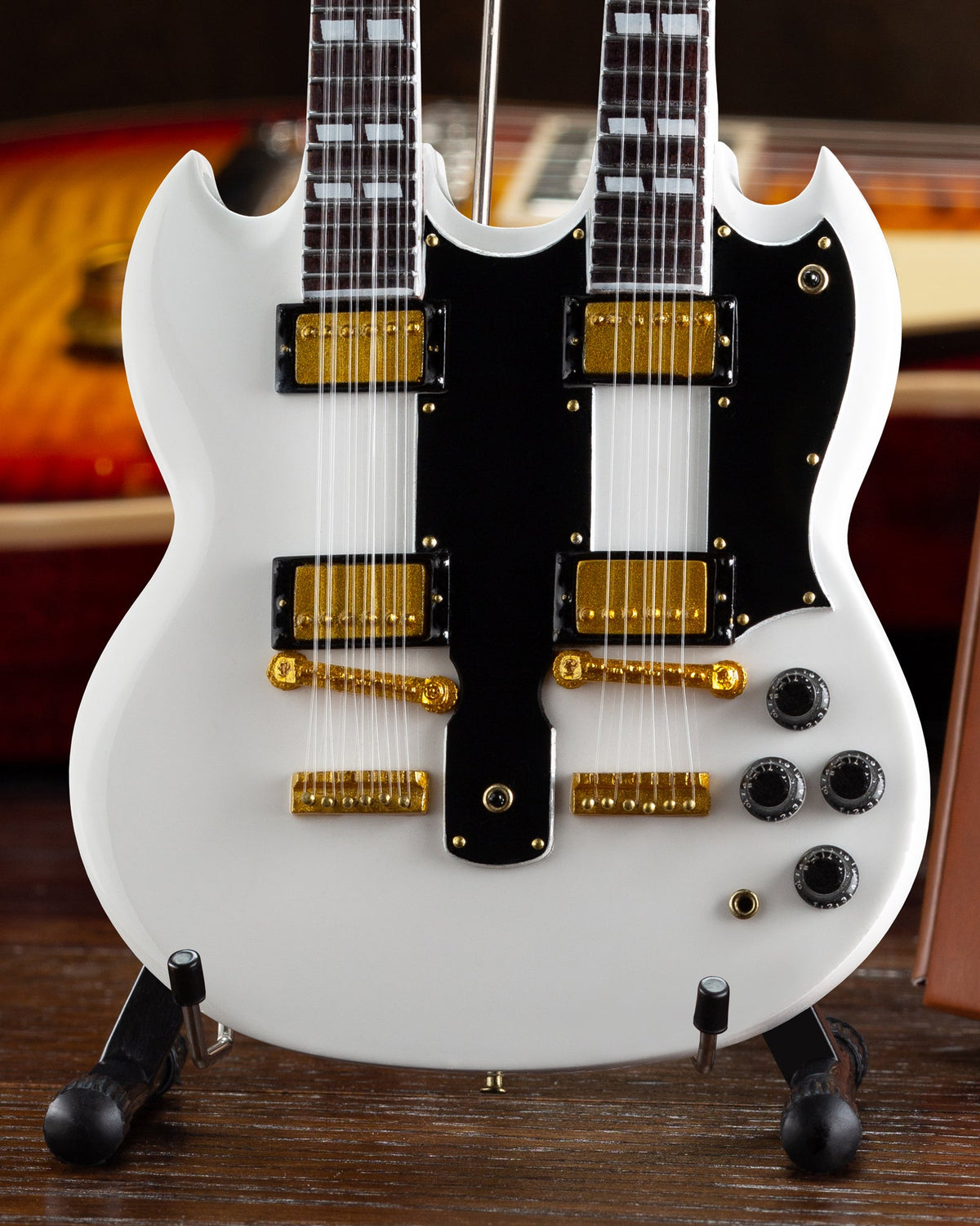 GIBSON SG EDS-1275 DOUBLENECK WHITE 1:4 SCALE MINI GUITAR MODEL