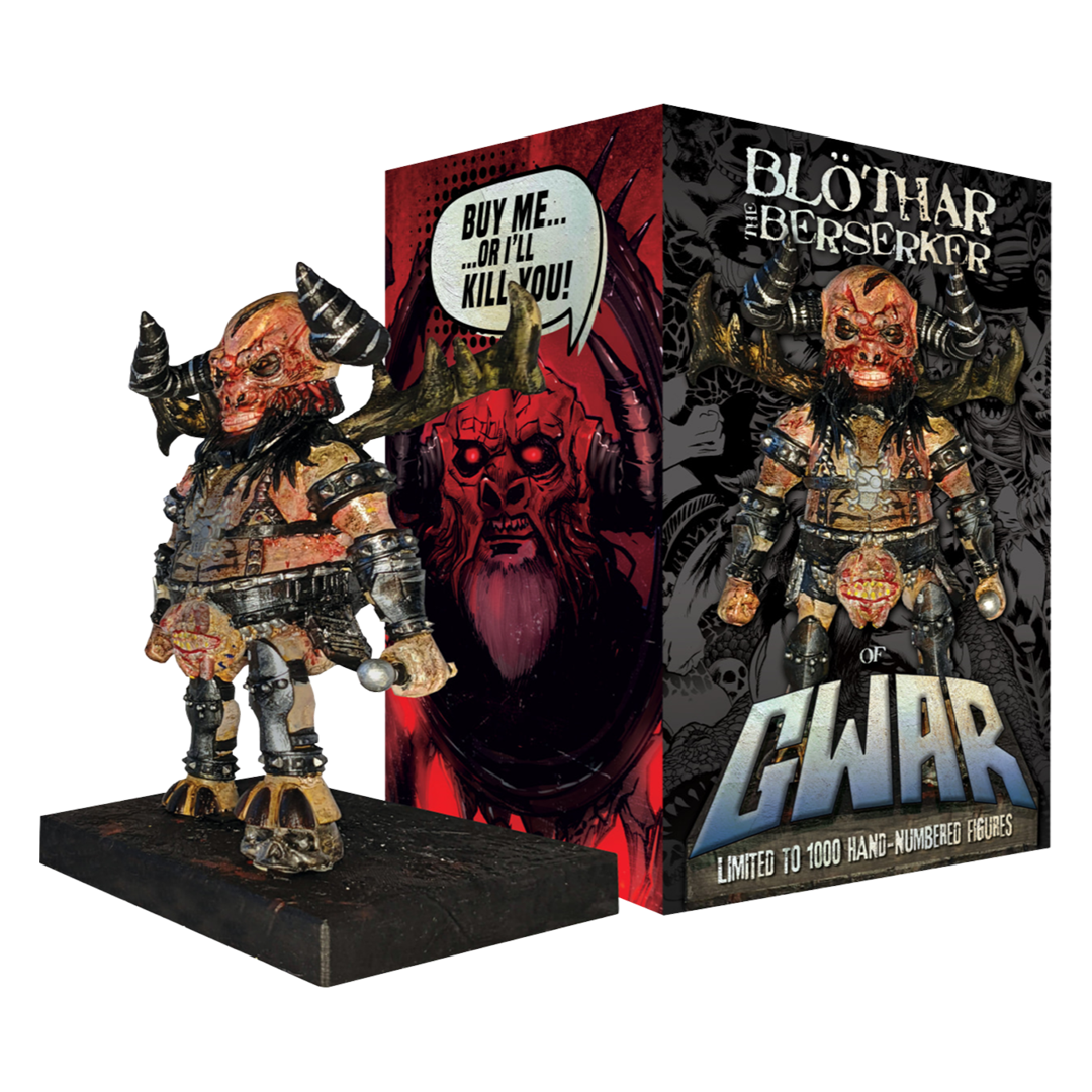 GWAR 'THE NEW DARK AGES' LP (Sunbolt Orange Vinyl) + BLOTHAR  THE BESERKER BOBBLEHEAD