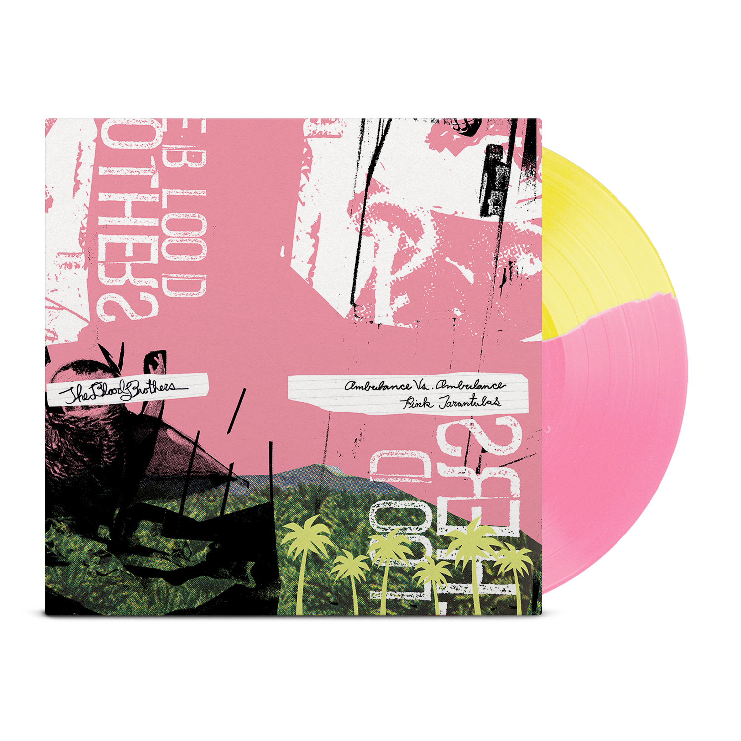 THE BLOOD BROTHERS ‘BURN, PIANO ISLAND, BURN’ DELUXE COLLECTOR'S EDITION LP + 7" (Limited Edition – Only 500 Made, Half Opaque Yellow / Half Opaque Pink Vinyl)