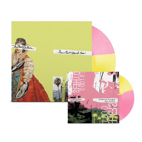 THE BLOOD BROTHERS ‘BURN, PIANO ISLAND, BURN’ DELUXE COLLECTOR'S EDITION LP + 7" (Limited Edition – Only 500 Made, Half Opaque Yellow / Half Opaque Pink Vinyl)